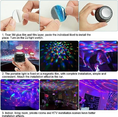 4 Pack Mini Disco Ball Lights, Voice Activated Multicolor Disco Ball Black-4