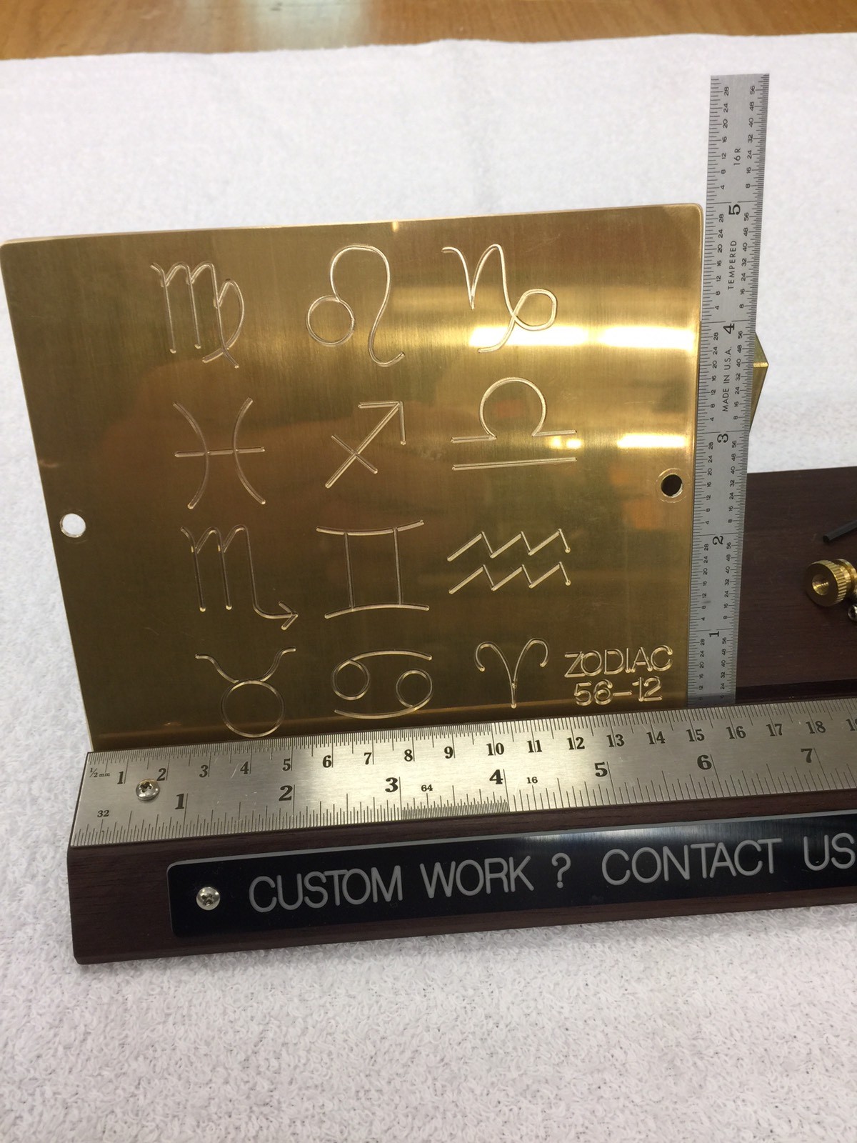 12 ZODIAC ICONS MASTER TEMPLATE BRASS ENGRAVING PLATE FOR NEW HERMES FONT TRAY