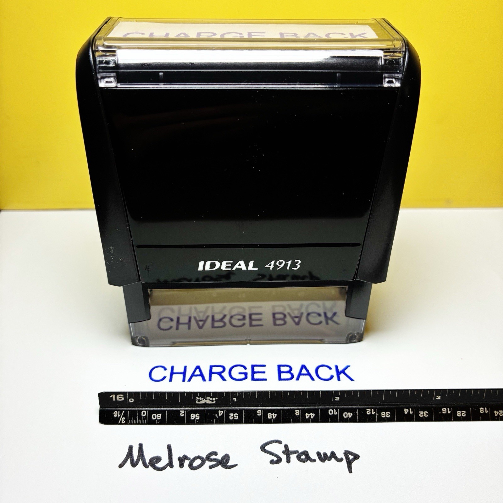 Charge Back Rubber Stamp Blue Ink Self Inking Ideal 4913