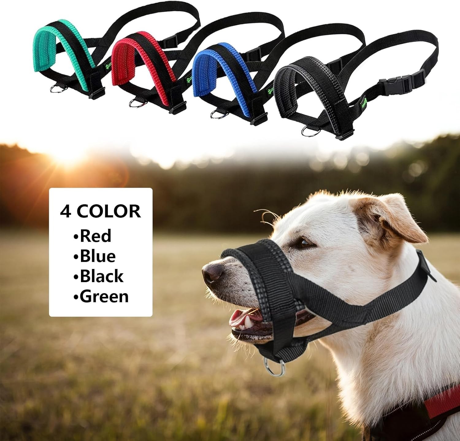 Nylon Dog Muzzle - Adjustable, Lightweight, Safe for Travel & Grooming