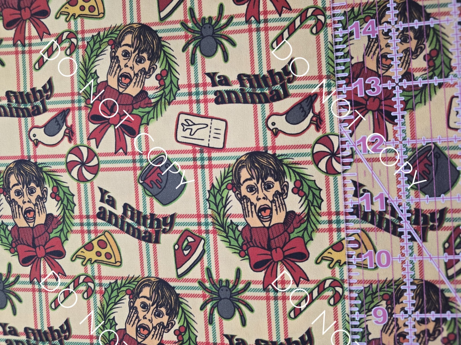 Custom 100% Cotton Woven Fabric Plaid Home Alone Movie By The 1/4 Yard 9x56