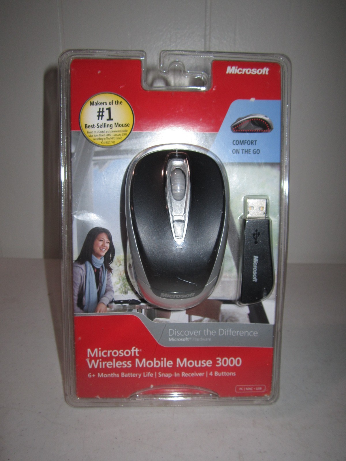 Microsoft Wireless Notebook Optical Mouse 3000 PC Windows/Mac Brand New