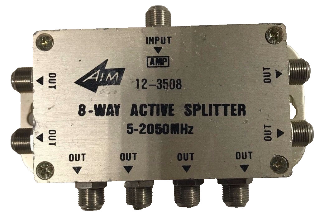 AIM 12-3508 8-Way Active RF Splitter CATV Broadband Signal Amplifier AS-IS