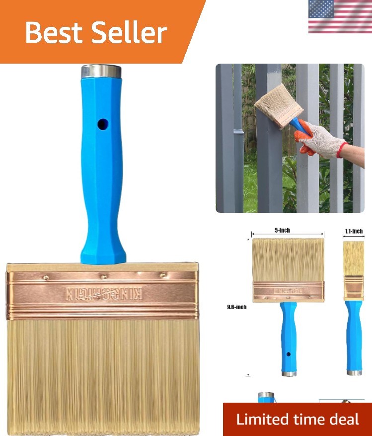 Durable 5-Inch Deck Stain Brush & Extension Handle Combo - 3 Brushes Per Set