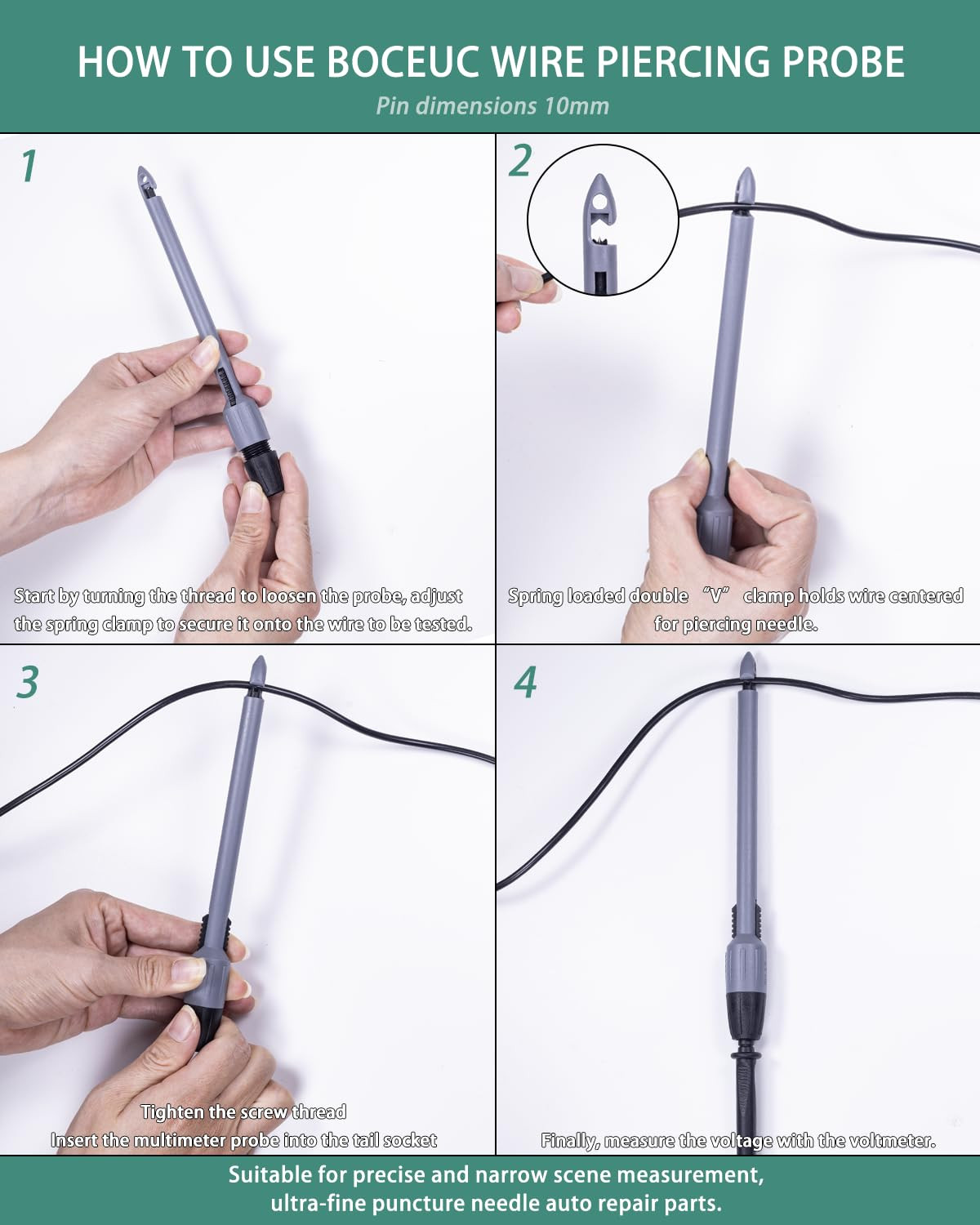 Heavy Duty Wire Piercing Probe, Multimeter Probes Kit for 2Mm Standard Pin Tip