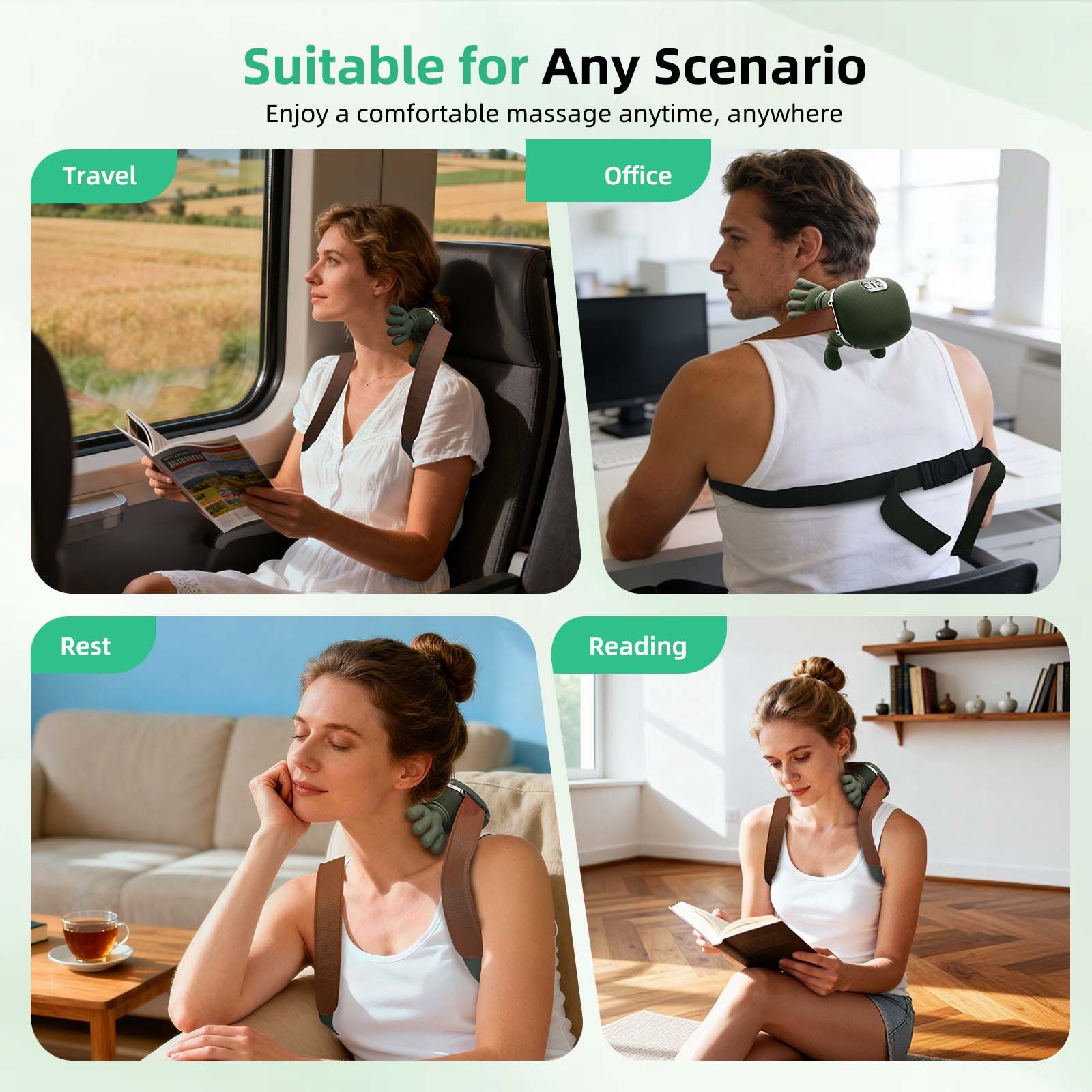 Portable Neck Massager 3-Speed Settings Therapeutic Machine with Heat Function