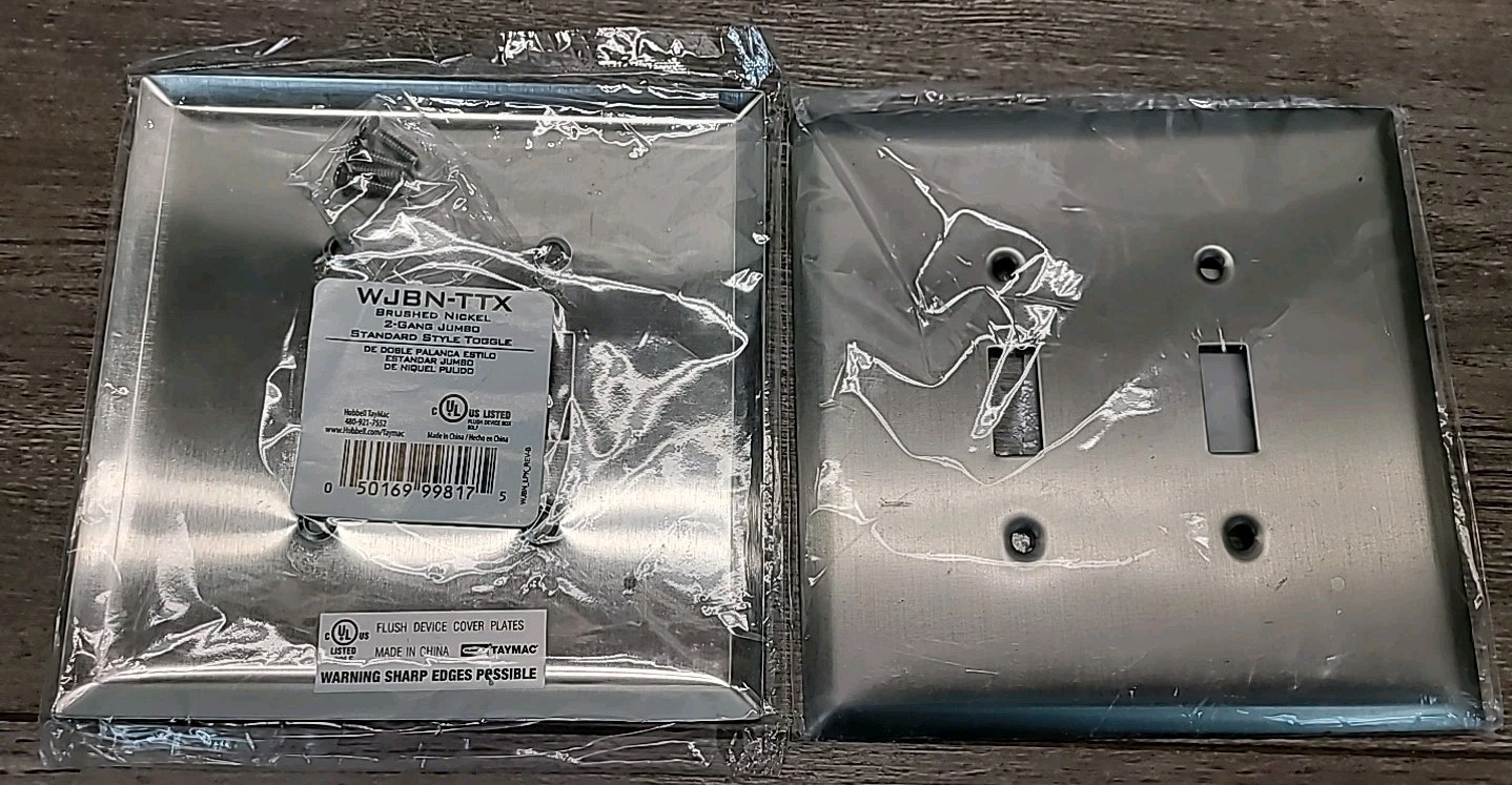 Lot Of 2 Brushed Nickel 2-gang Jumbo Standard Toggle WJBN-TXX