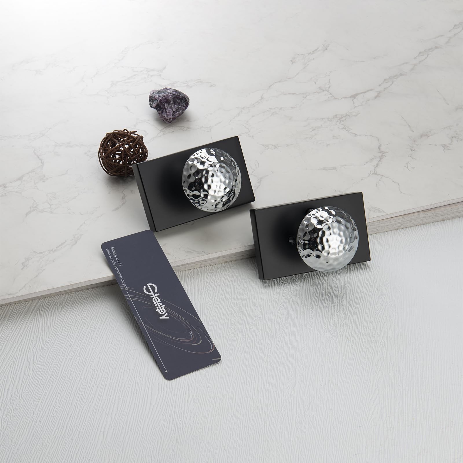 Black Interior Door Knobs, Chrome Interior Door Handles for Bath & Bed, Heavy...