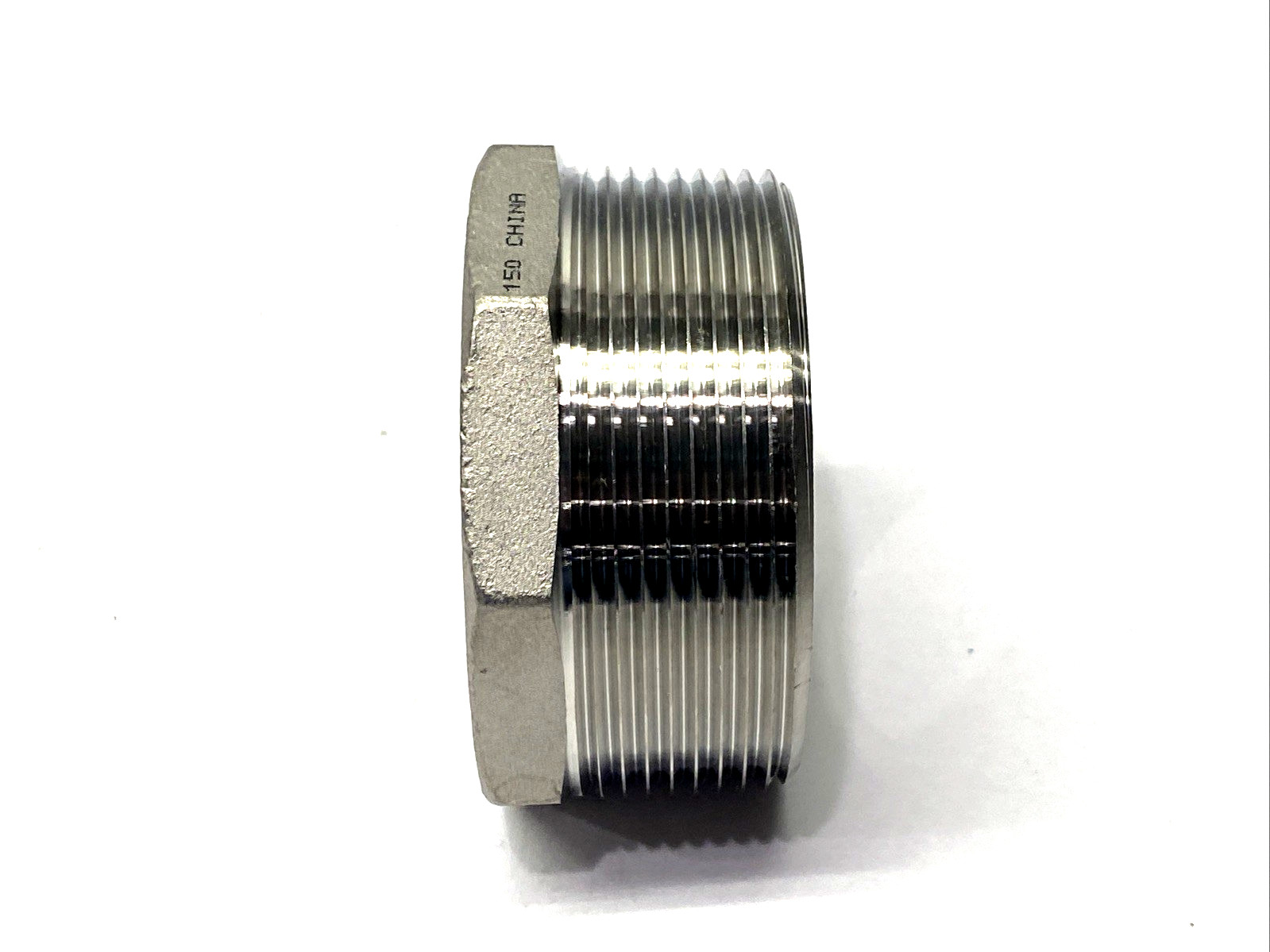 4464K179 304 SS Threaded Pipe Fitting, Bushing Adapter, 3" Male x 2-1/2" Female