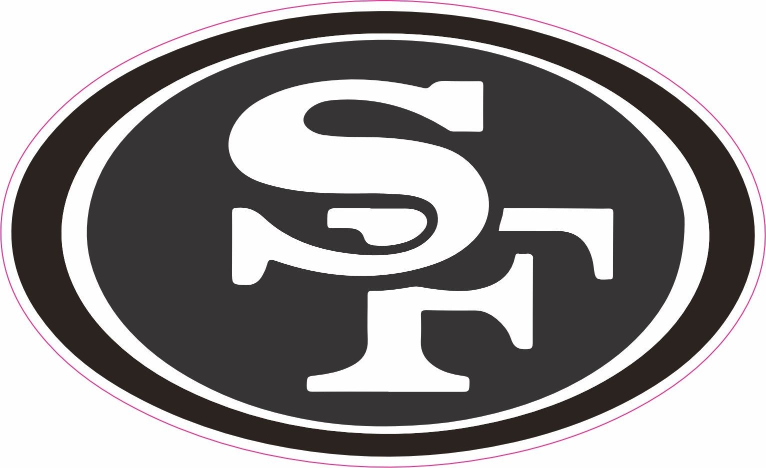 49ers Inspired Black & White Mini Football Helmet Decals (Sides Only)