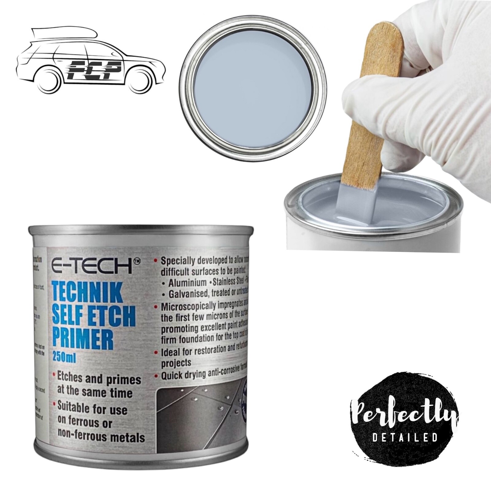 E-TECH Technik Self Etch Primer Grey High Performance Brush On Primer 250ml
