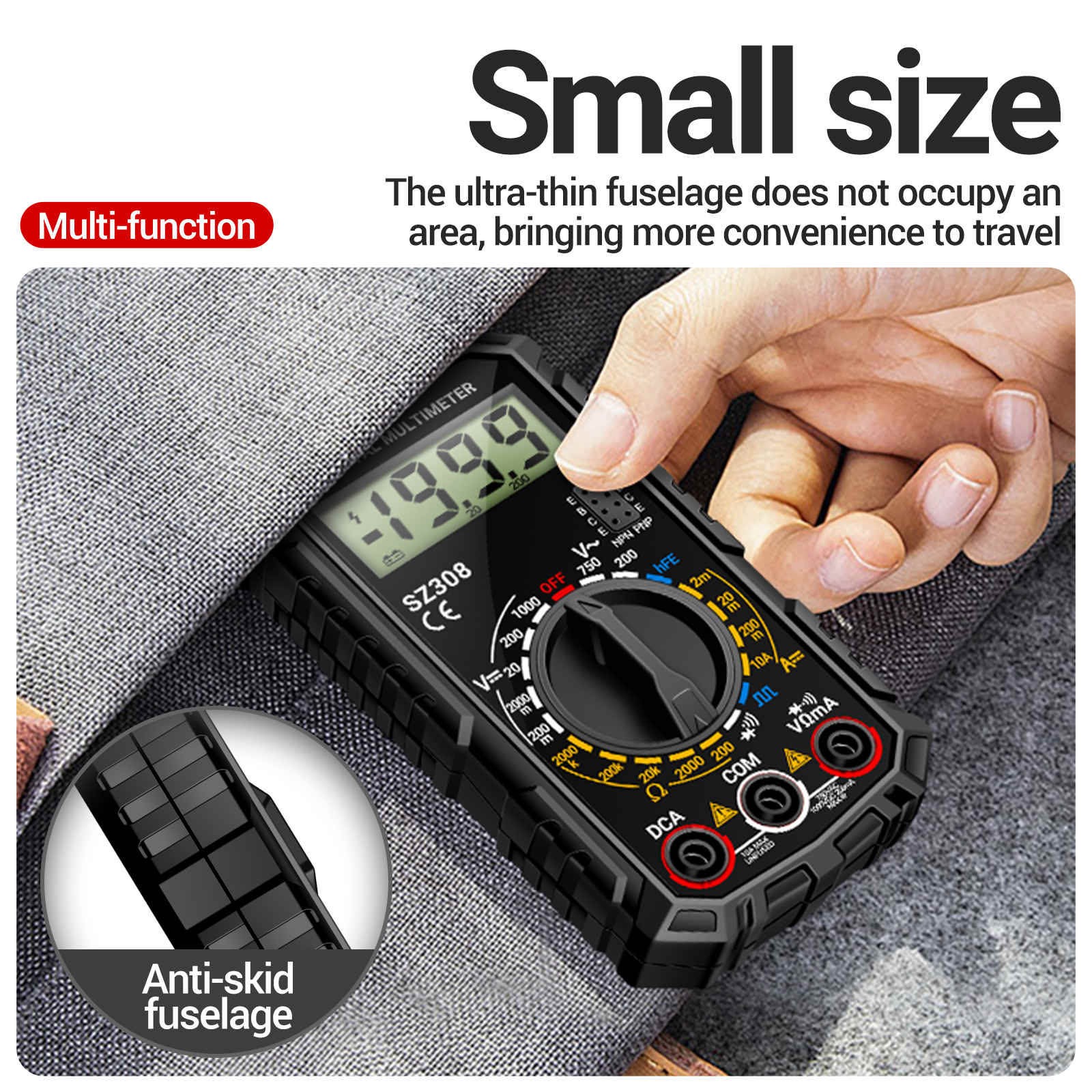LCD Digital Multimeter with Buzzer for Continuity AC DC Voltage Current Testing