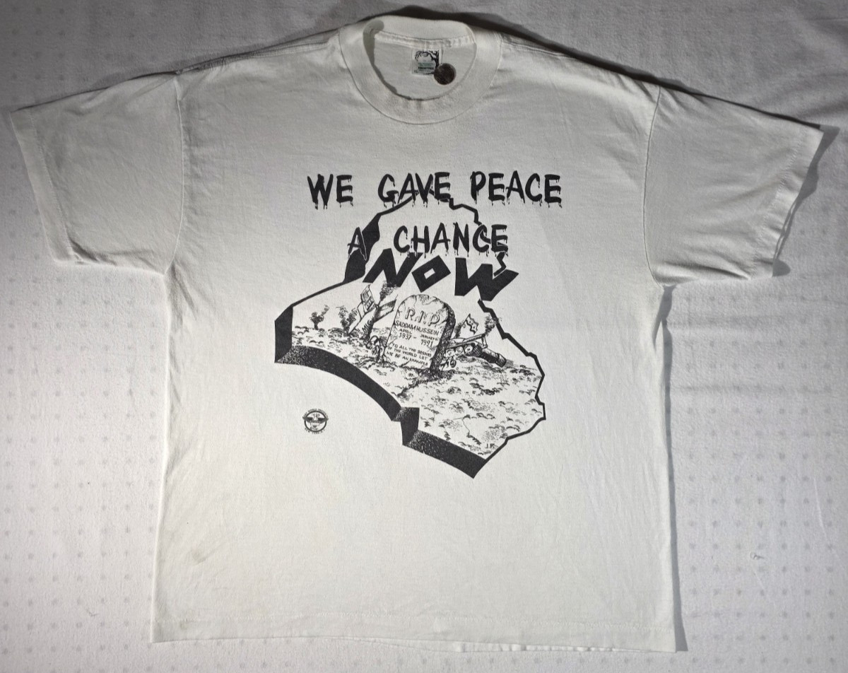 Vintage Kingstree Saddam Hussein T Shirt XL Single Stitch RIP Peace 1991