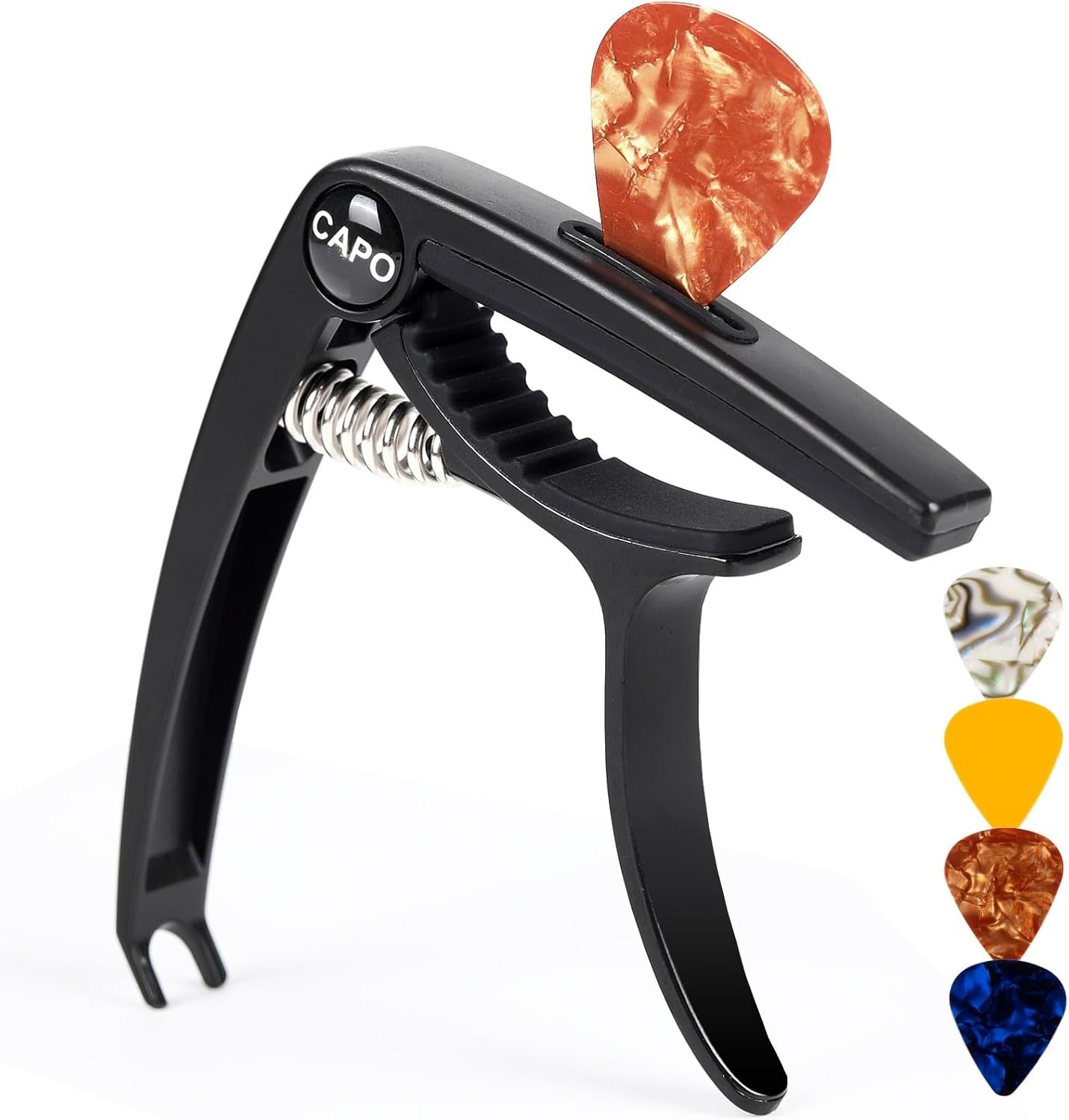 Precision 6-String Guitar Capo with Picks - Fast, Durable, and Universal