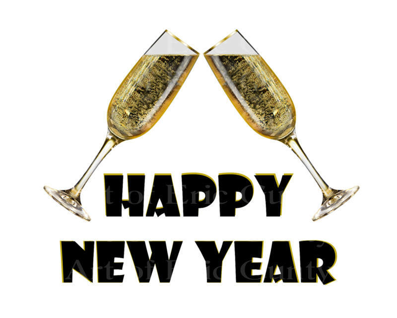 Happy New Year ~ Edible 2D Fondant Cake Cupcake Topper ~ D22818*