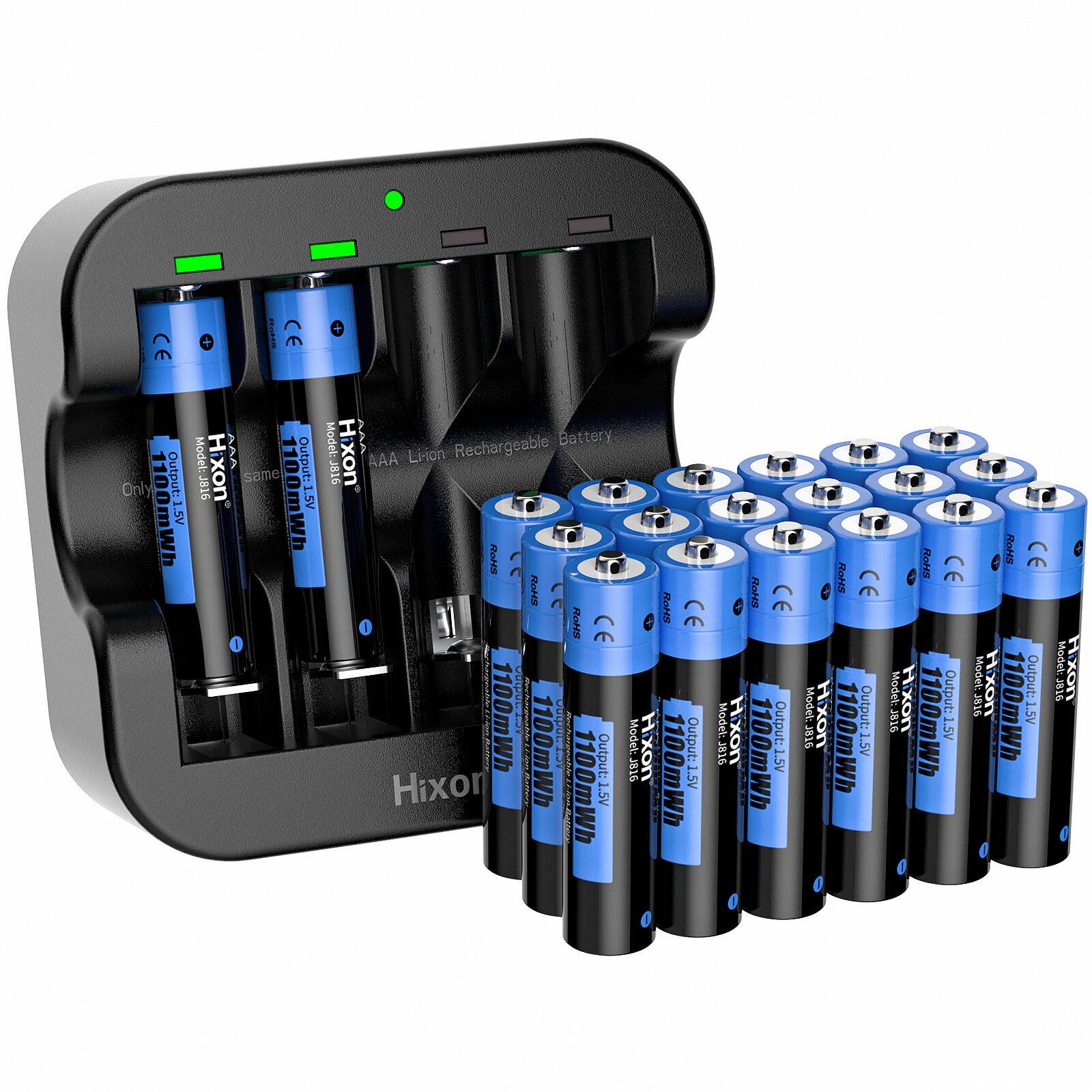 1100mWh Hixon AAA 1.5V Lithium Rechargeable Batteries &Charger High Quality LOT
