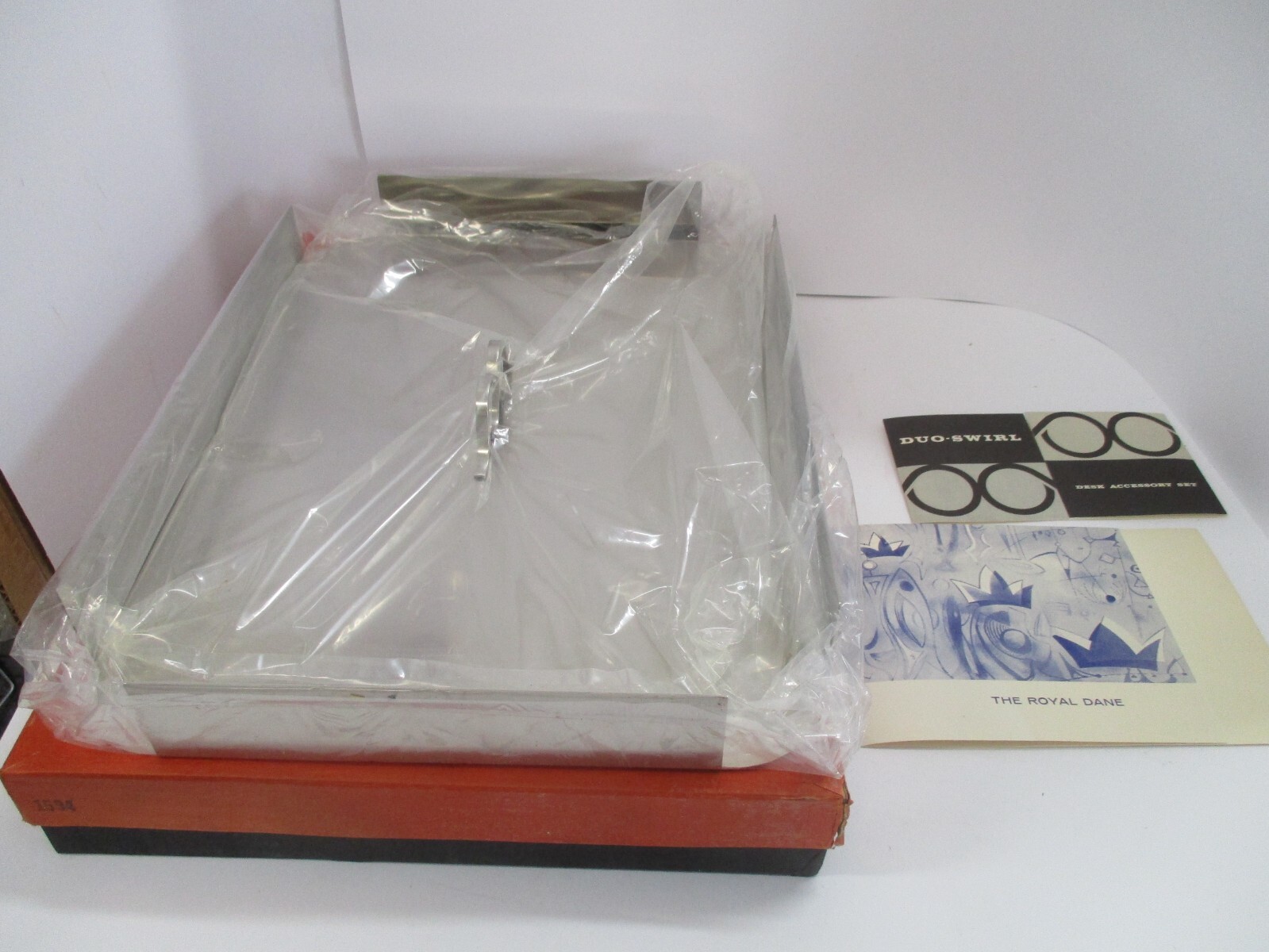 Royal Dane Stainless Steel Duo Swirl Desk Paper Holder NIB