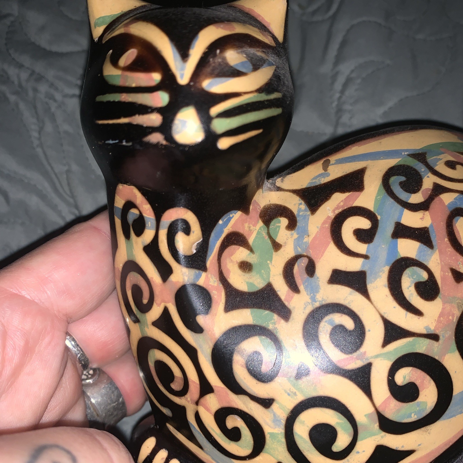 Hand Painted Cat From Peru