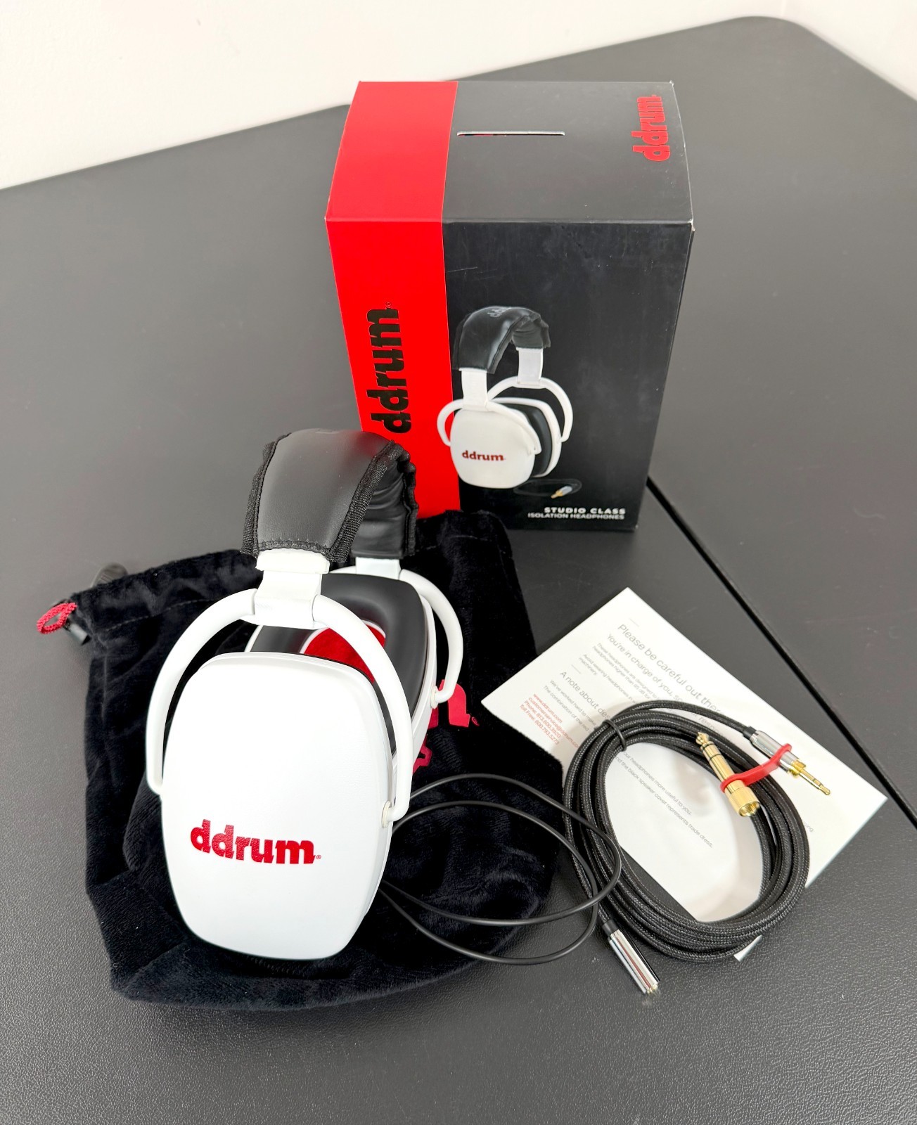 DDrum DDSCH WHT Studio Class Recording Isolation Headphones for Drummers