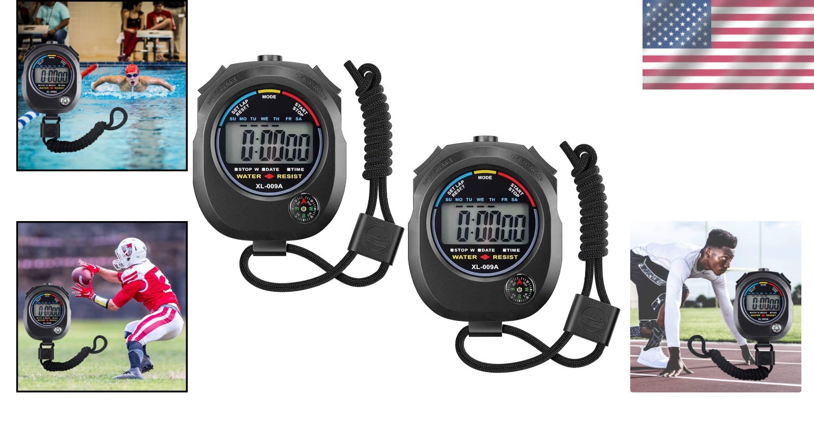 Lightweight Stopwatch with Lap Split & Alarm - Ideal for Training Sessions