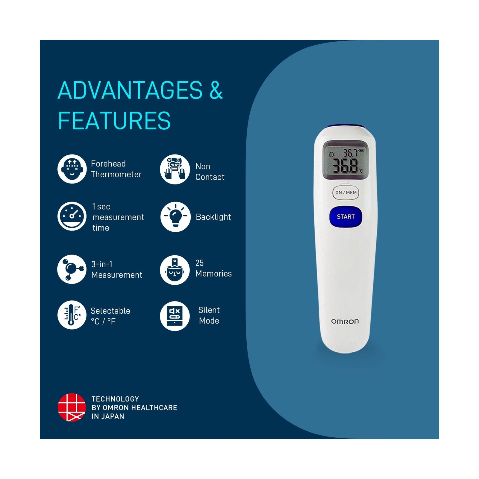 Omron Mc-720 Non-Contact Forehead Thermometer