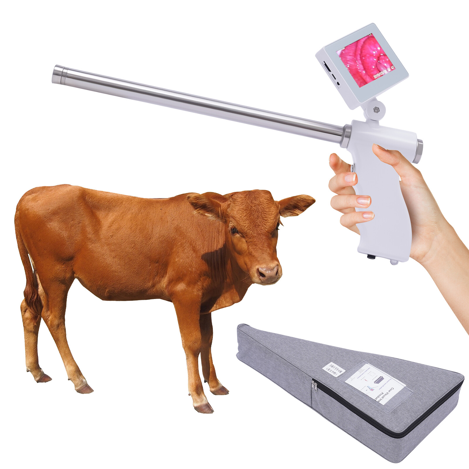Visual Artificial Insemination Gun Cow Kit Camera with 360?? Adjustable Screen