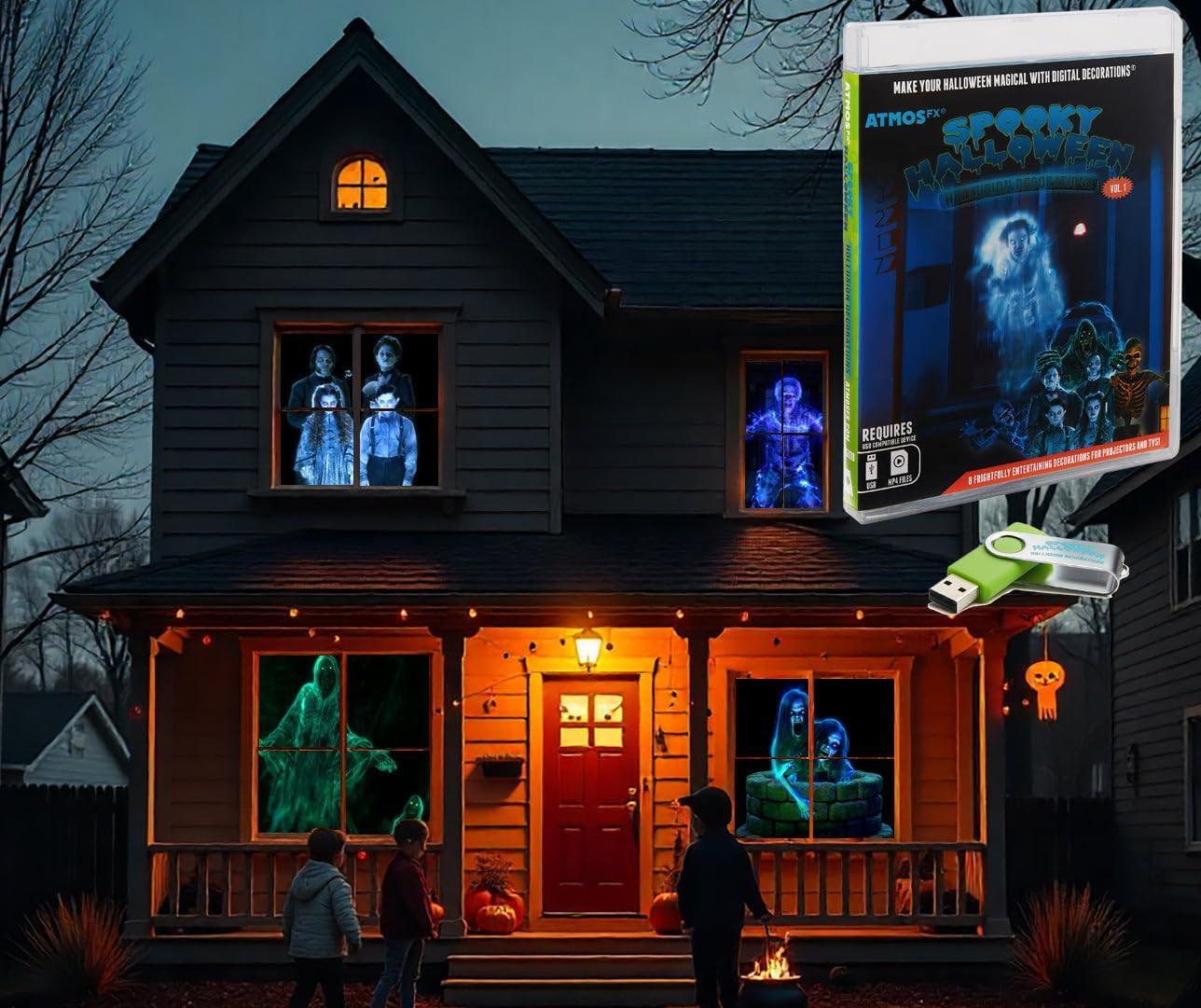 Atmosfx® Spooky Halloween Hollusion Vol 1 Digital Decoration on USB Includes 8 A