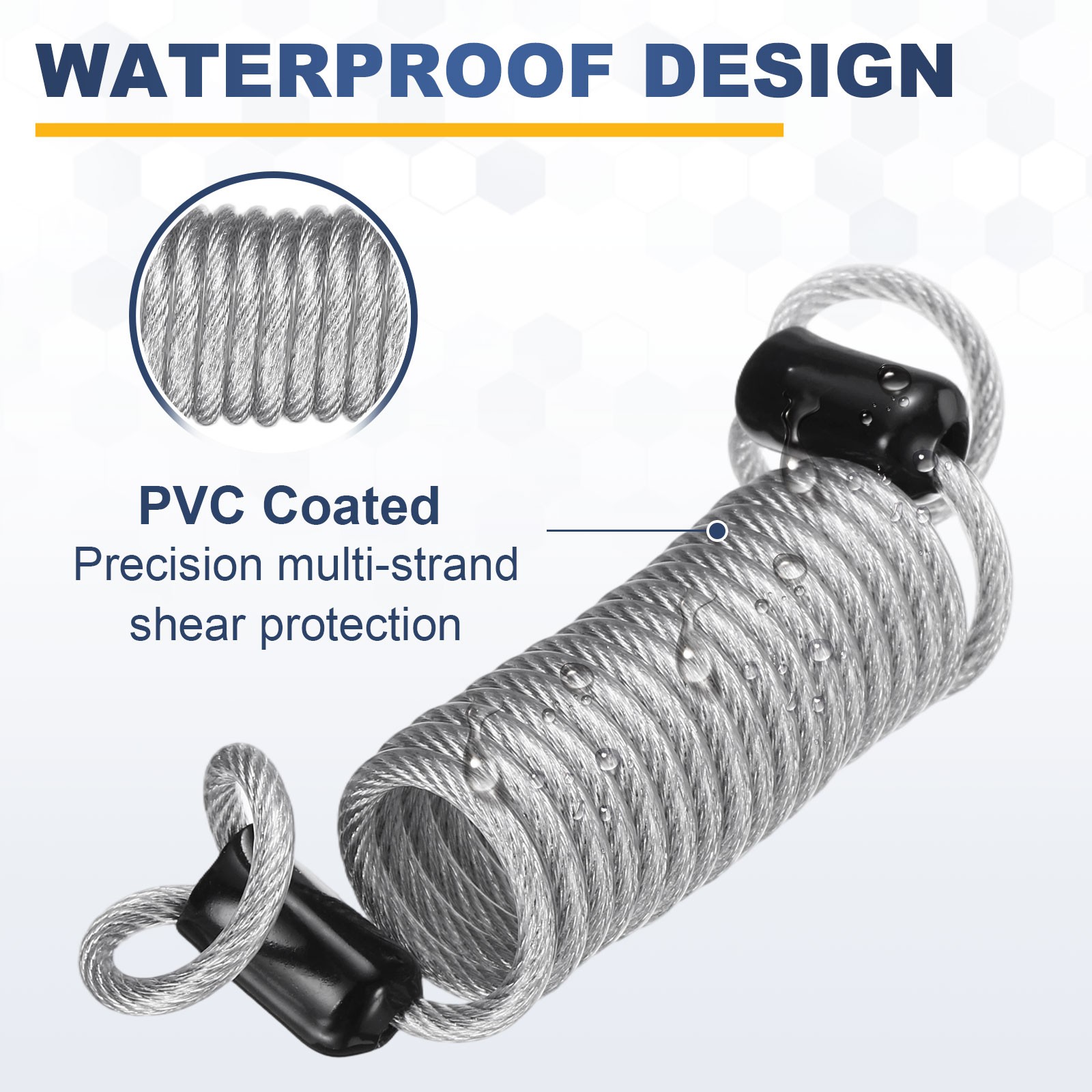 8.2Ft Security Cable Lock Steel Safety Cable with 4.8" Combination Lock Silver