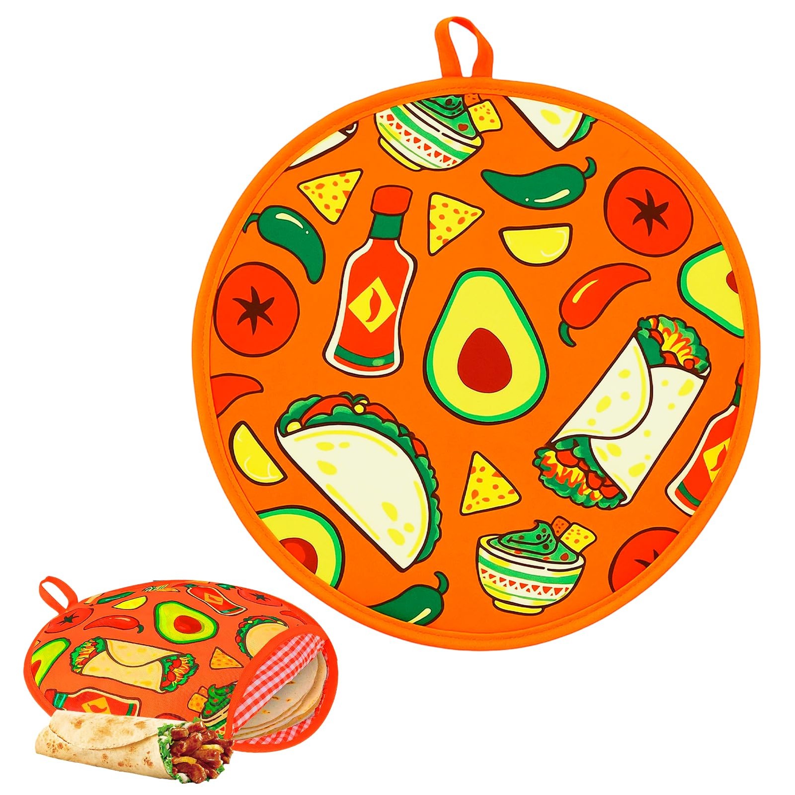 1 Pcs 12 Inch Tortilla Warmer Pouch,Orange Microwave 12 inches, Orange