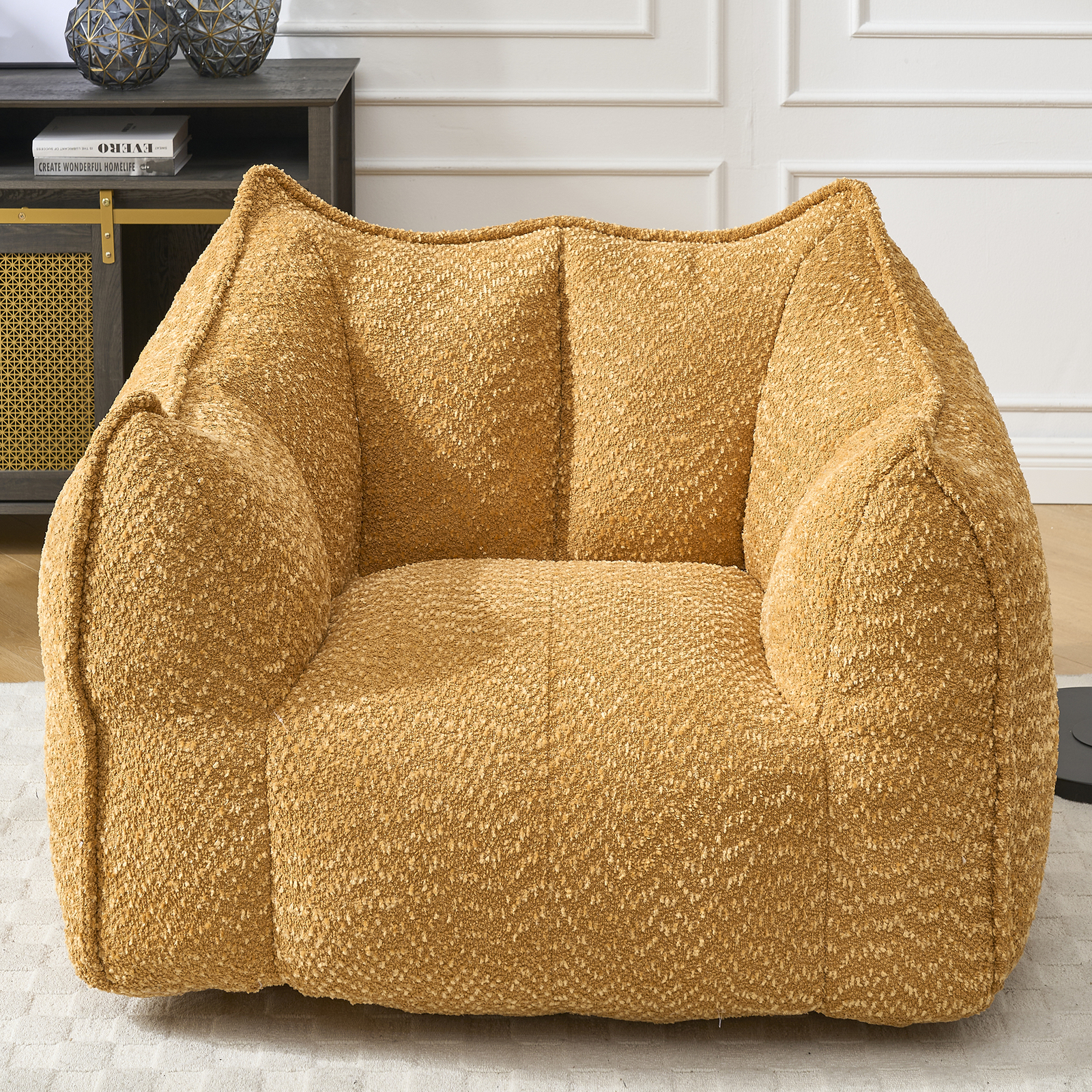 Bean Bag Chairs resilient foam for bedrooms comfortable square lazy sofa Yellow