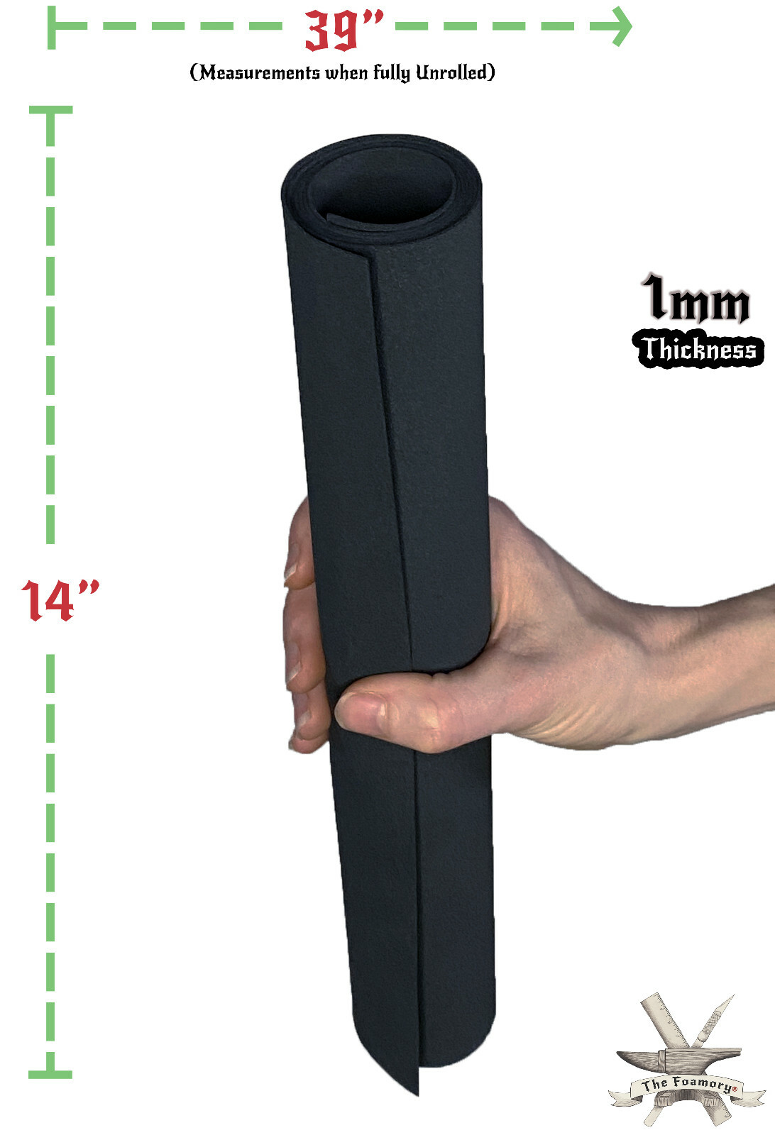 1mm EVA Foam Cosplay Black 14 x 39 inch Sheet Ultra High Density *Free Shipping