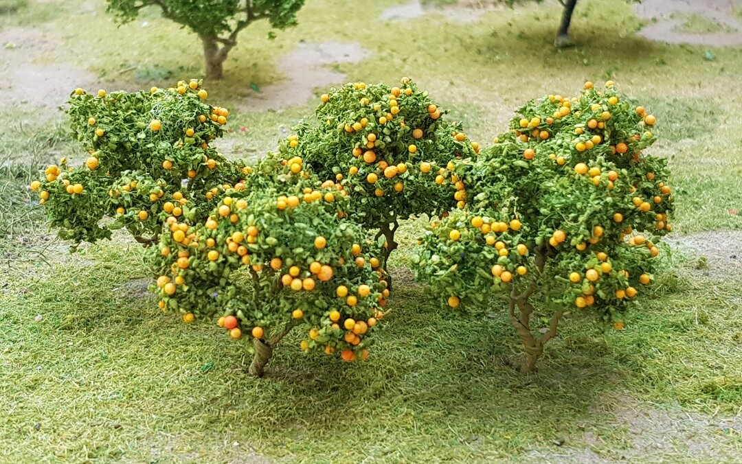 MP SCENERY 6 Orange Trees N Gauge Fruit Trees Railroad & Farm Layout Handmade