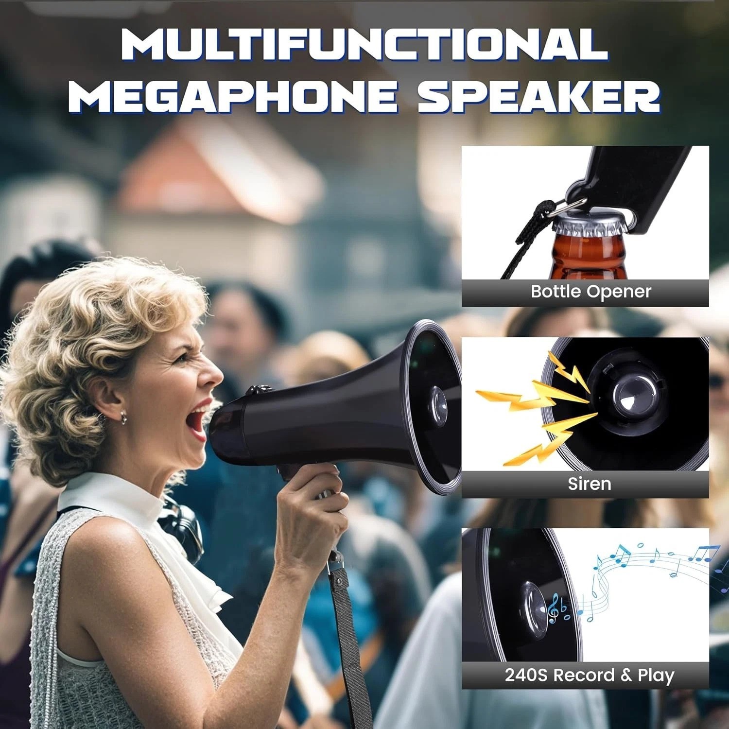 Lightweight Portable Megaphone with Volume Control & Voice Recording Function