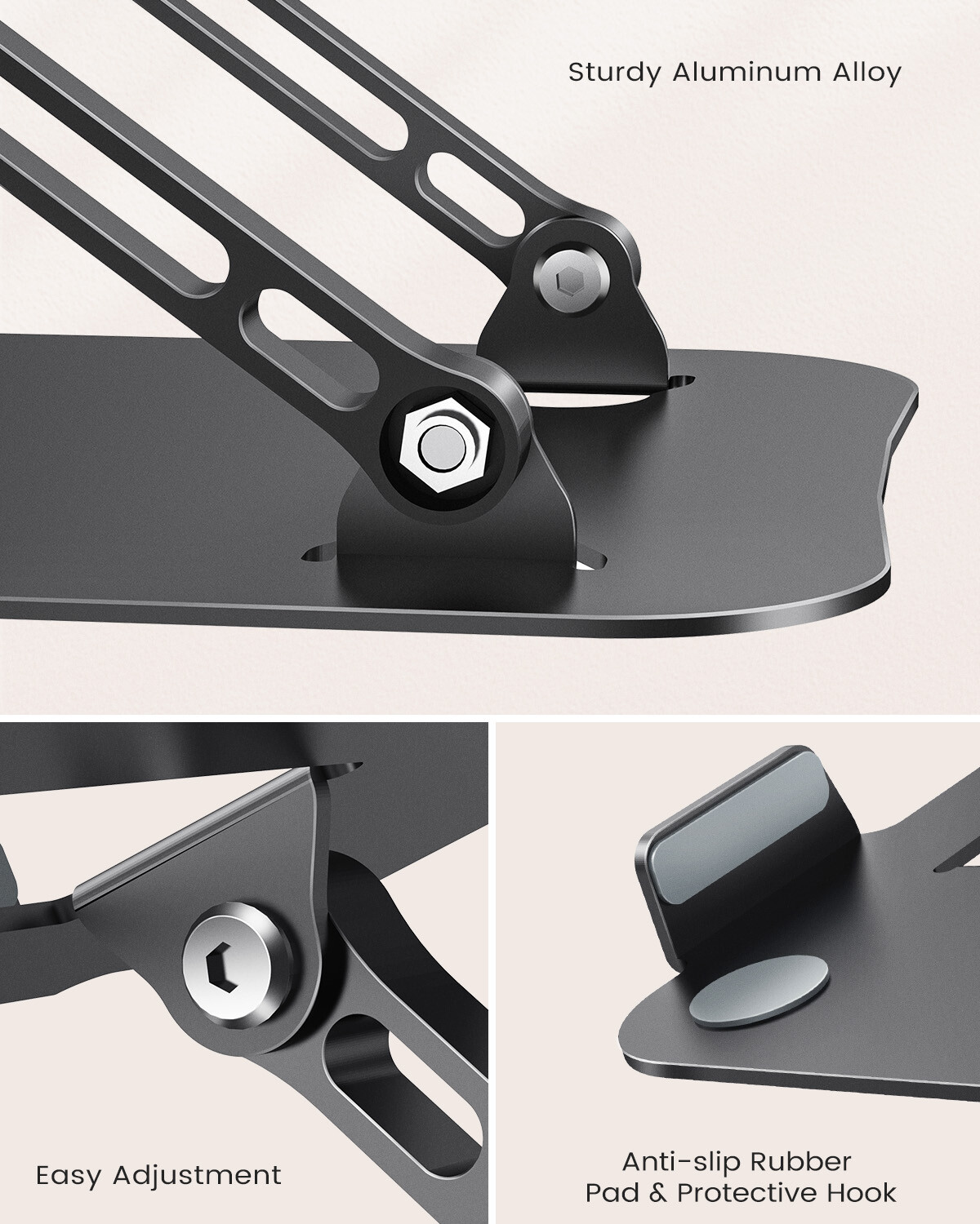 Adjustable Height &Angle Sturdy Aluminum Alloy Computer Notebook Stands Holders