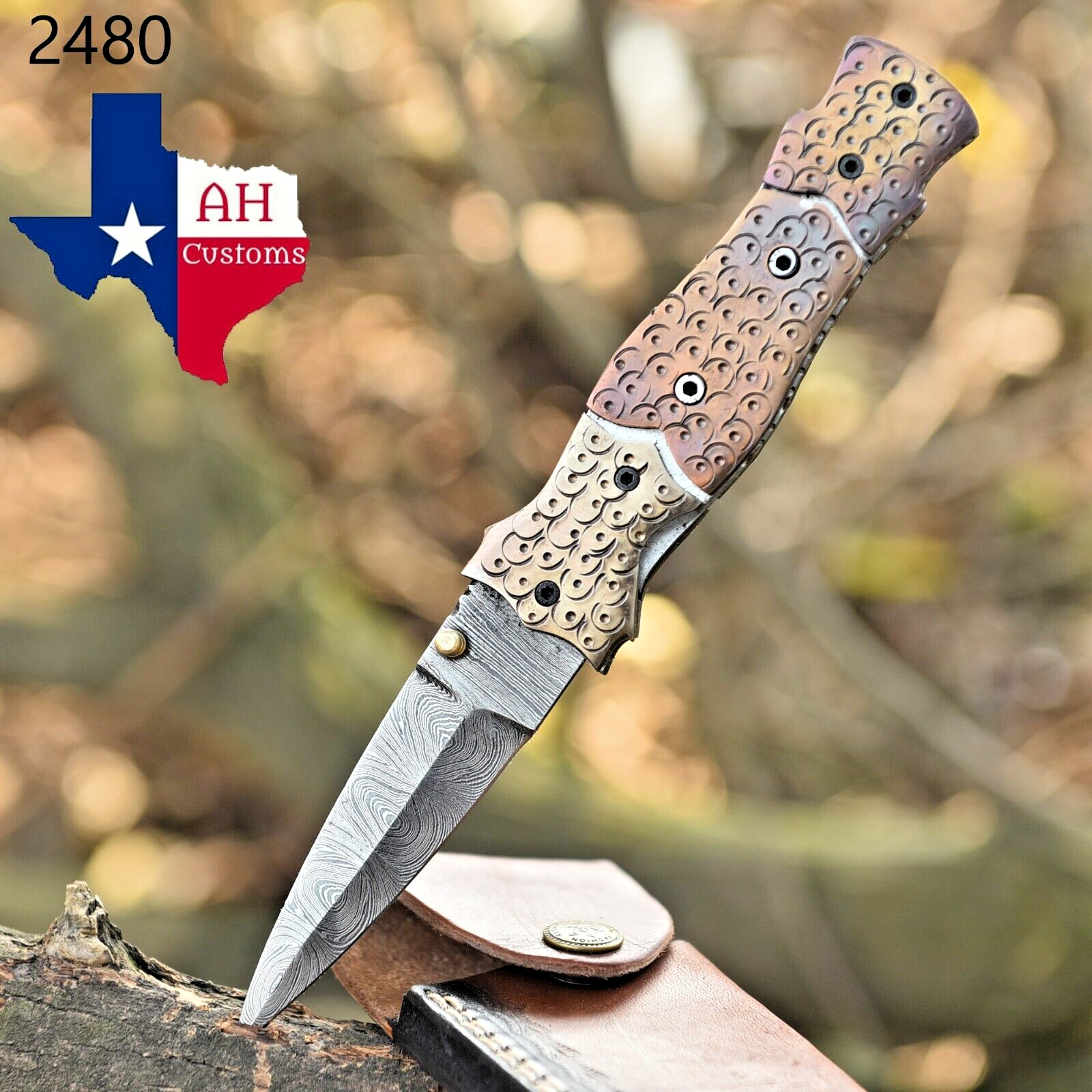 CUSTOM HANDMADE FORGED DAMASCUS STEEL FOLDING POCKET KNIFE SURVIVAL EDC 2480