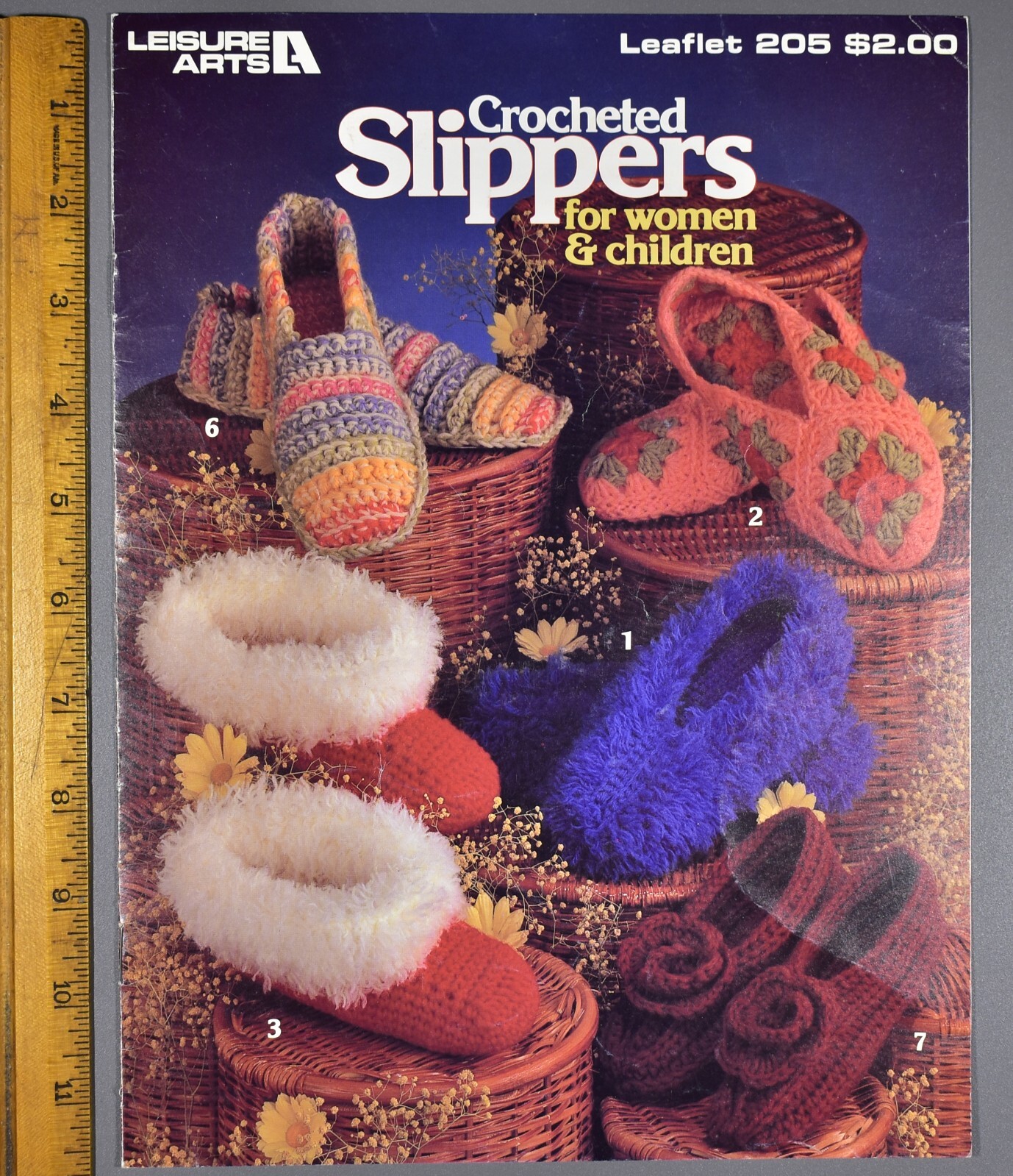 Leisure Arts Leaflet 205 Crocheted Slippers For Women & Children