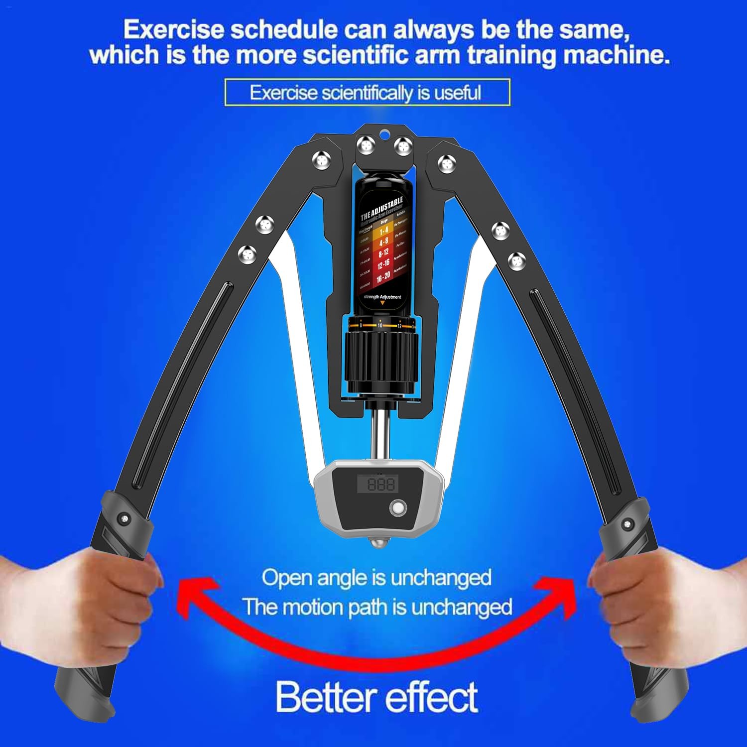 Twister Arm Exerciser with Counter Display-Adjustable 22-440lbs Hydraulic Pow...