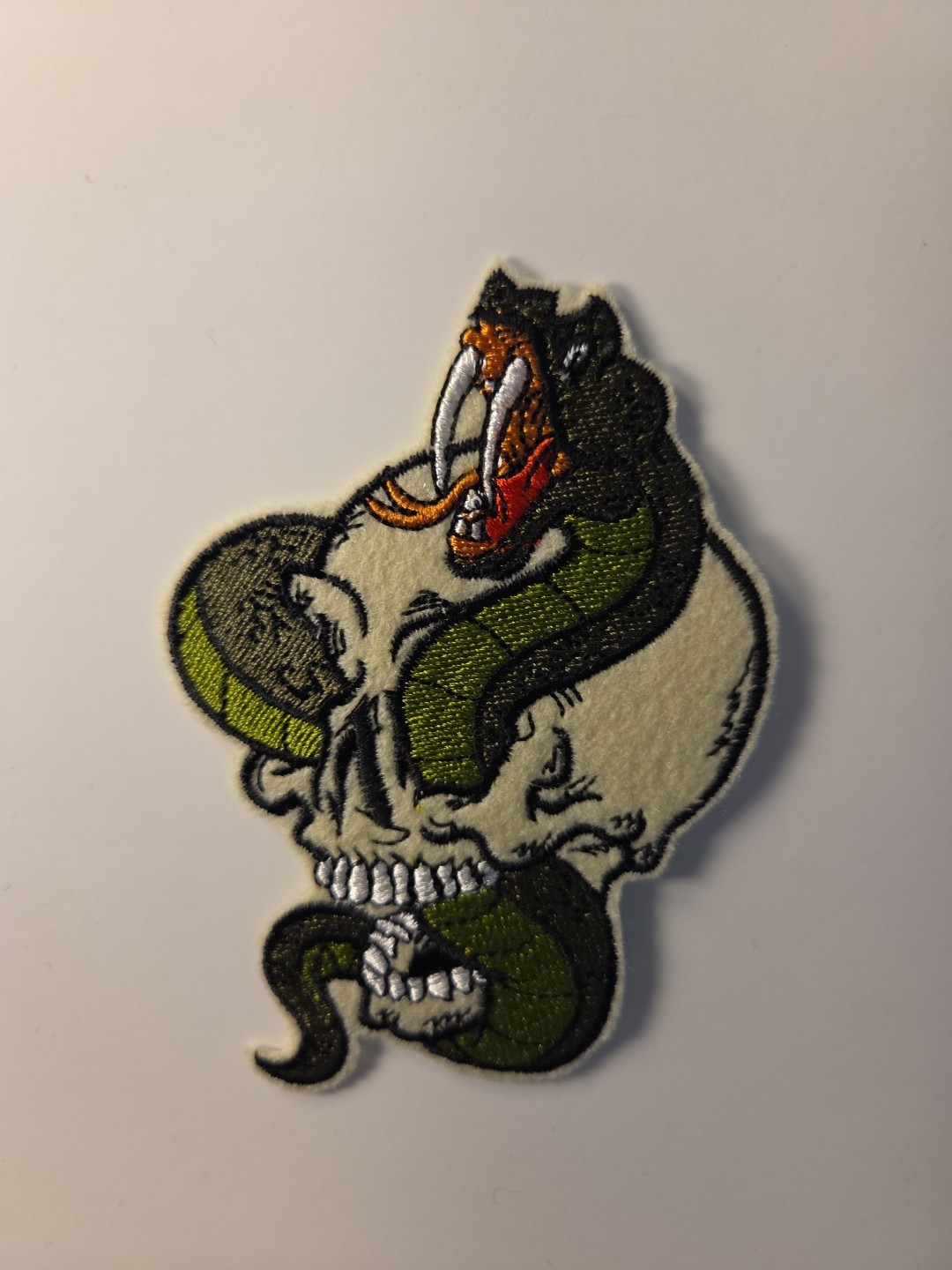 Snake & Skull - Embroidered Patch / Iron On Embroidery