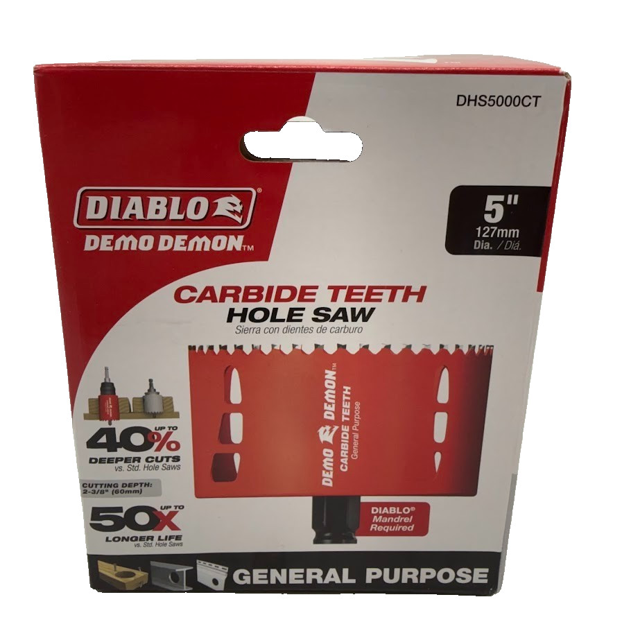 DIABLO 5 in. Carbide Hole Saw with 2-3/8 in. Cutting Depth DHS5000CT