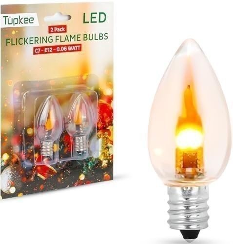 Tupkee LED C7 Flickering Flame Night Light Bulb with Flame Flicker Glow, E12