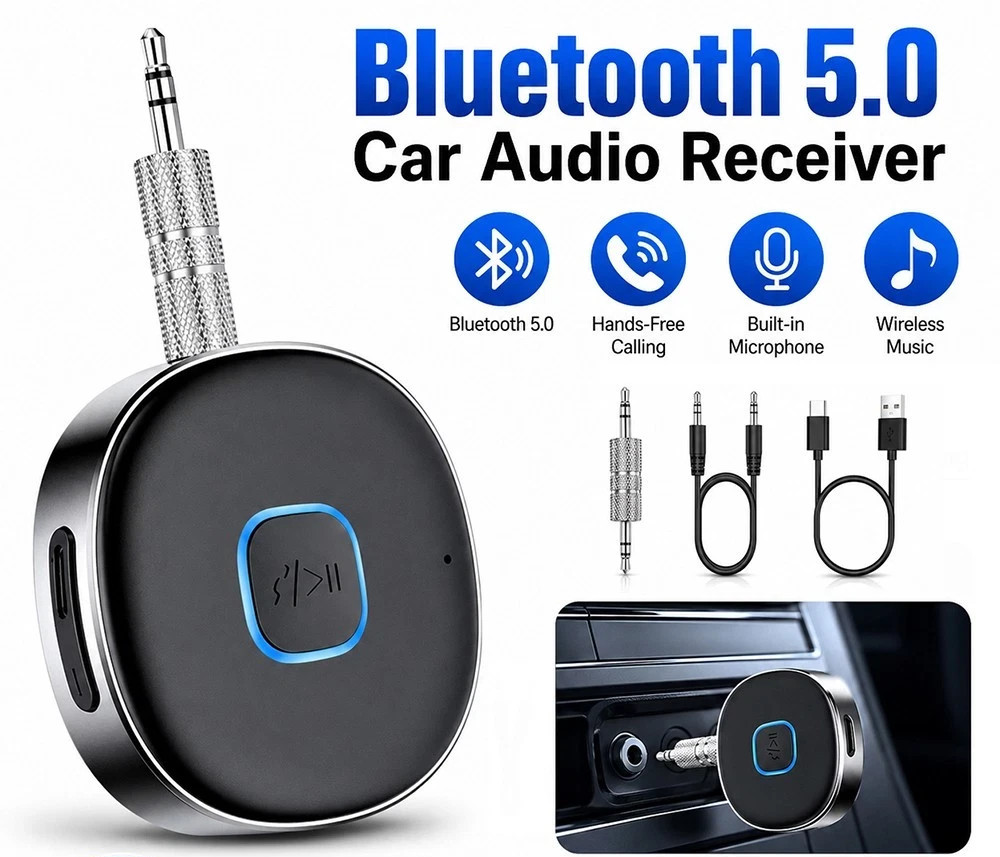 Portable 3.5mm Aux Car Adapter Bluetooth Wireless Audio Receiver Car/Home Stereo