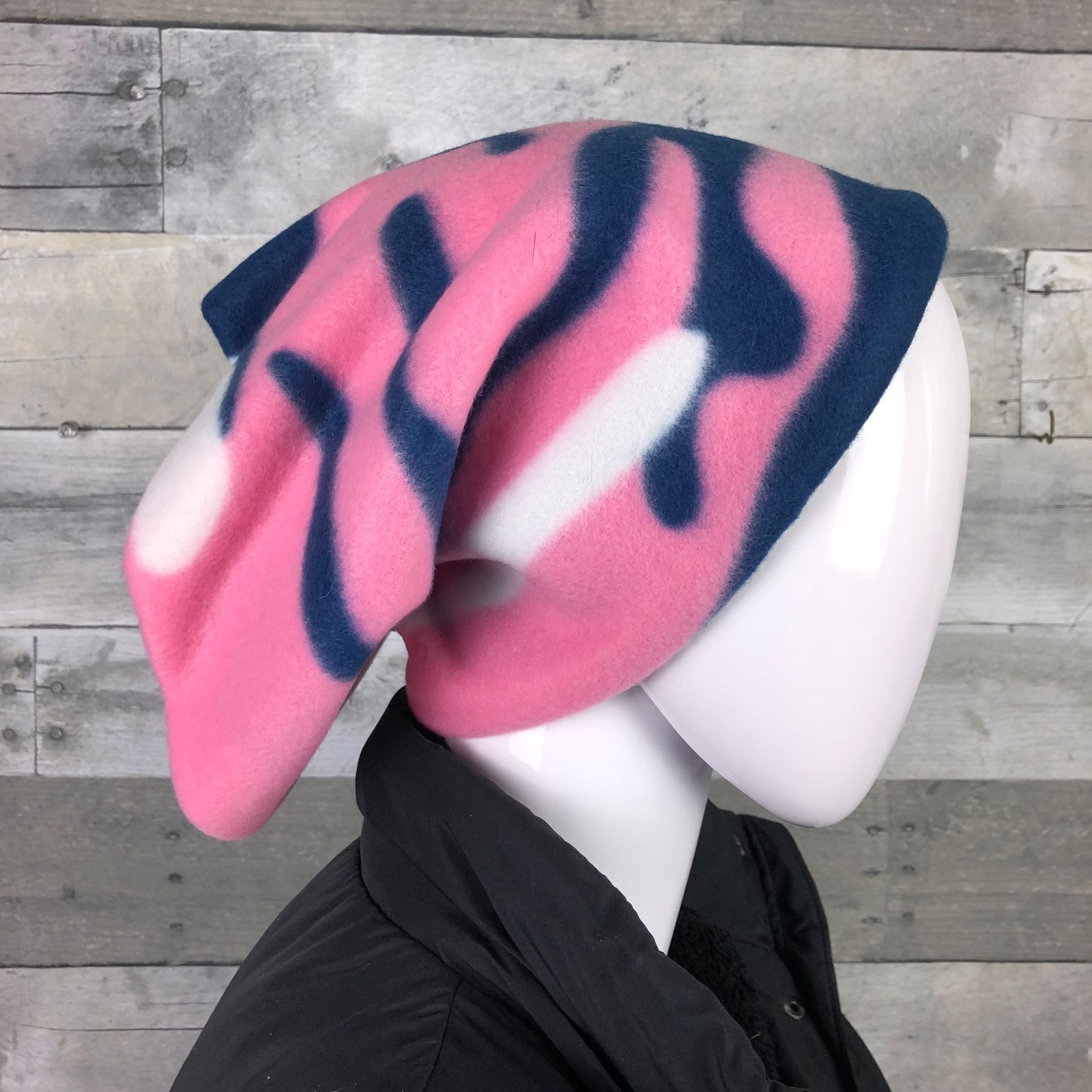 Pink Camo Fleece Neck Gaiter: Handmade Winter Scarf Warmer