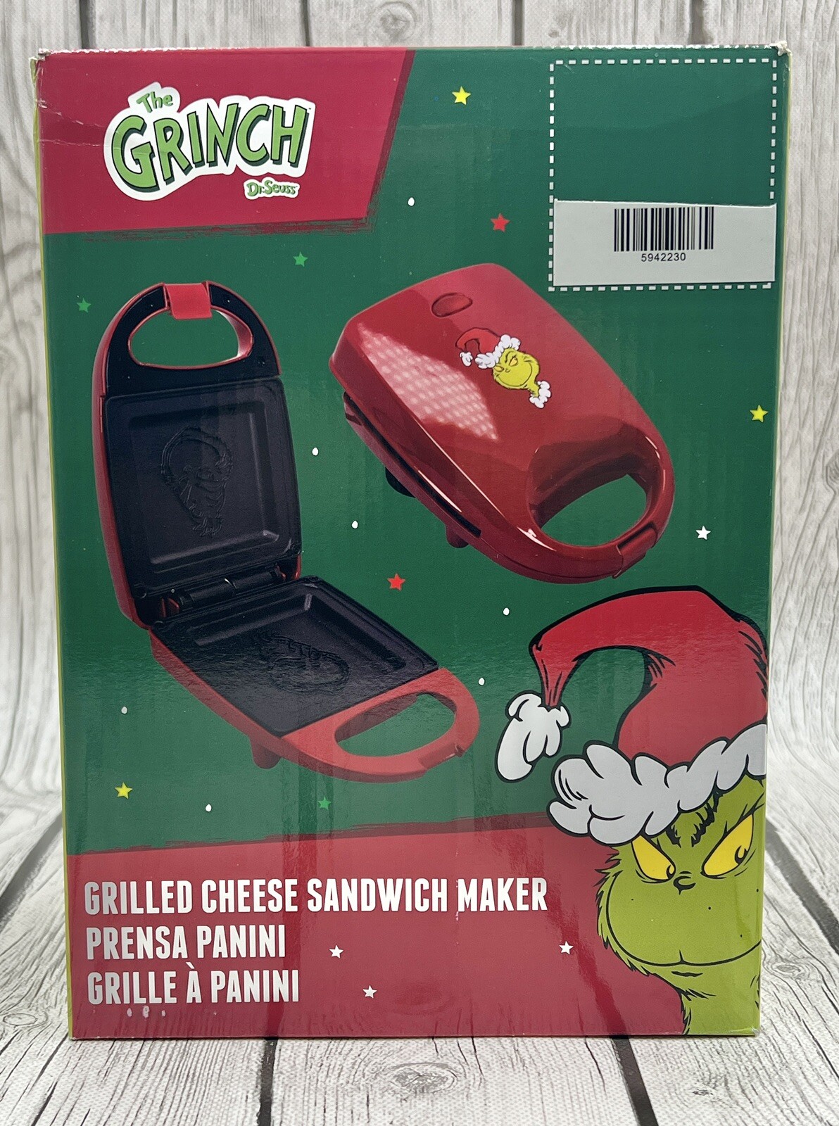 The Grinch Grilled Cheese Sandwich Maker Holiday Kitchen Appliance New in Box