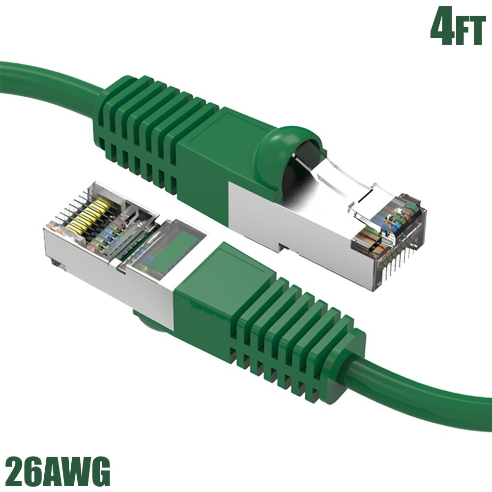4FT Cat5E RJ45 Ethernet LAN Network FTP Shielded Patch Cable Pure Copper Green