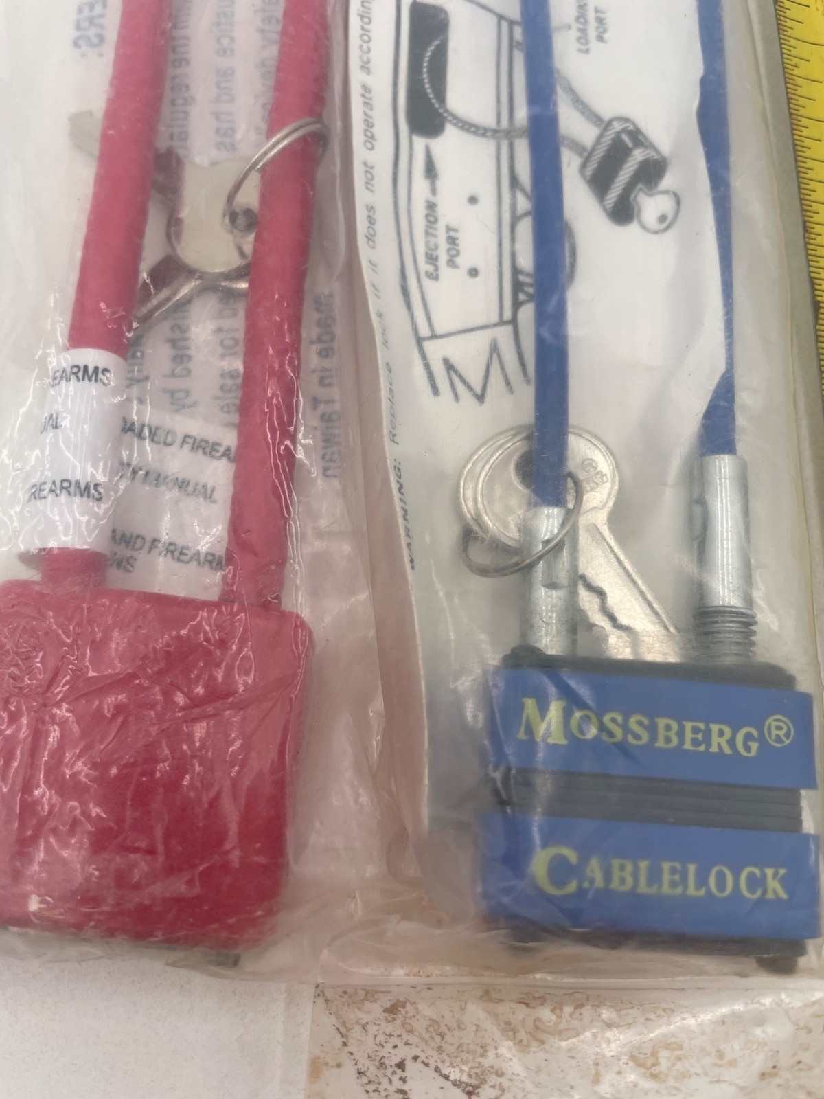 Mossberg Cable Gun Locks Set Of 2 With Keys Red & Blue Secure Firearm Safety Dev