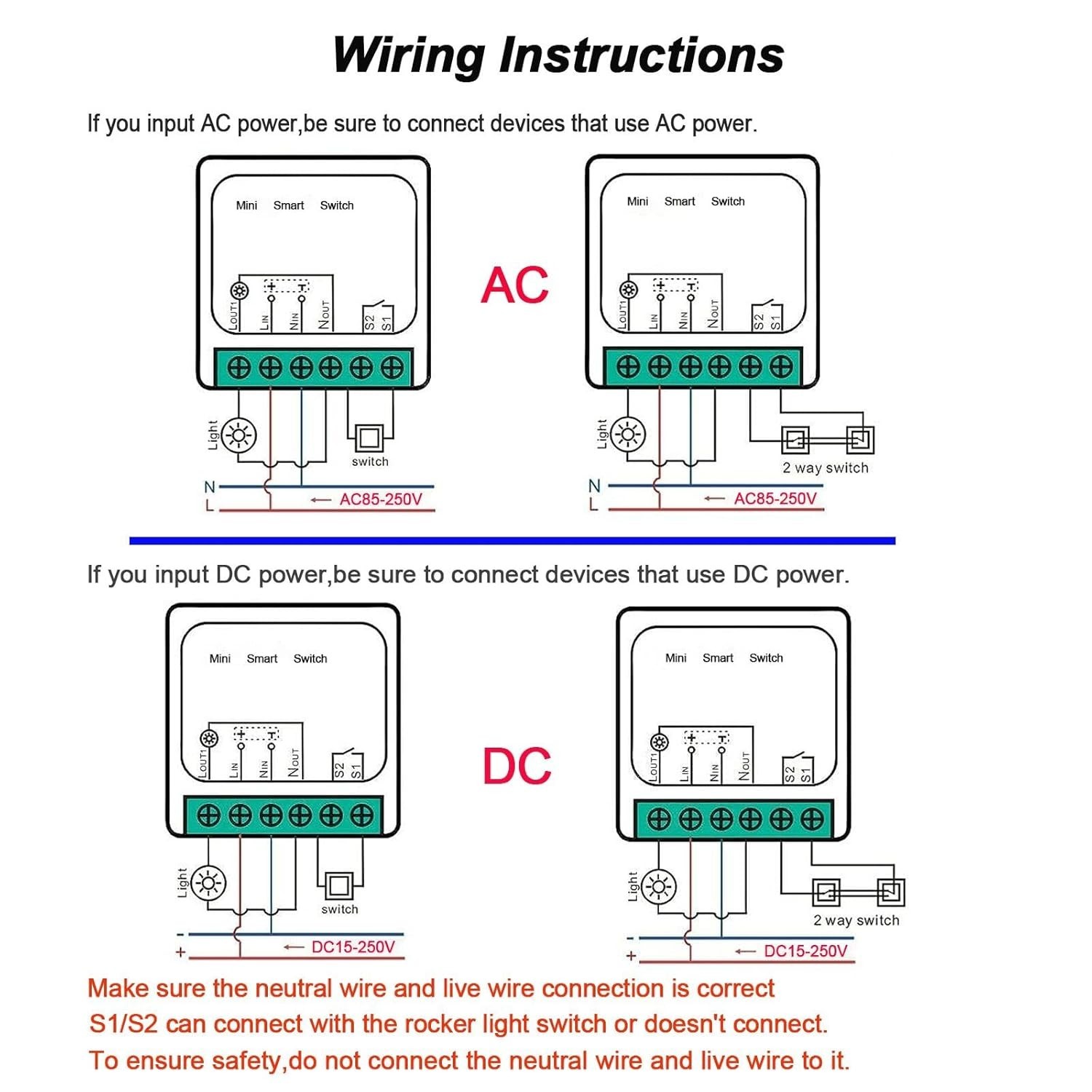 2 PACK - 16 AMP Smart MINI Switch Relay Google Amazon Alexa WIFI