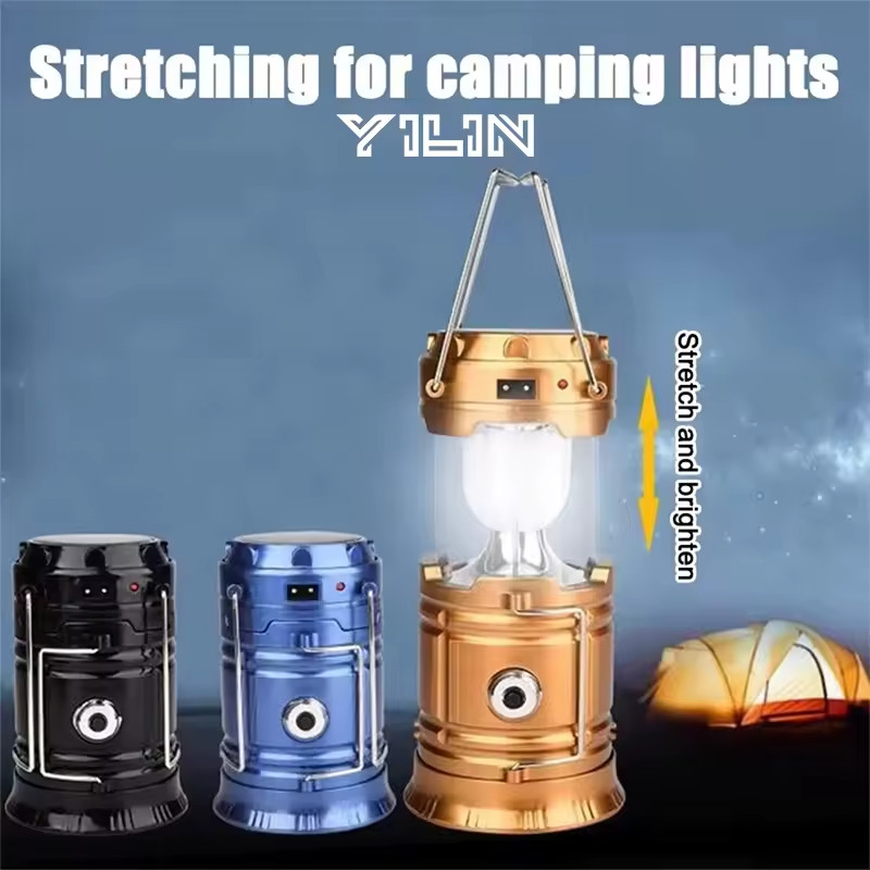 Solar Portable Rechargeable LED Camping Lantern Flashlight Lamp
