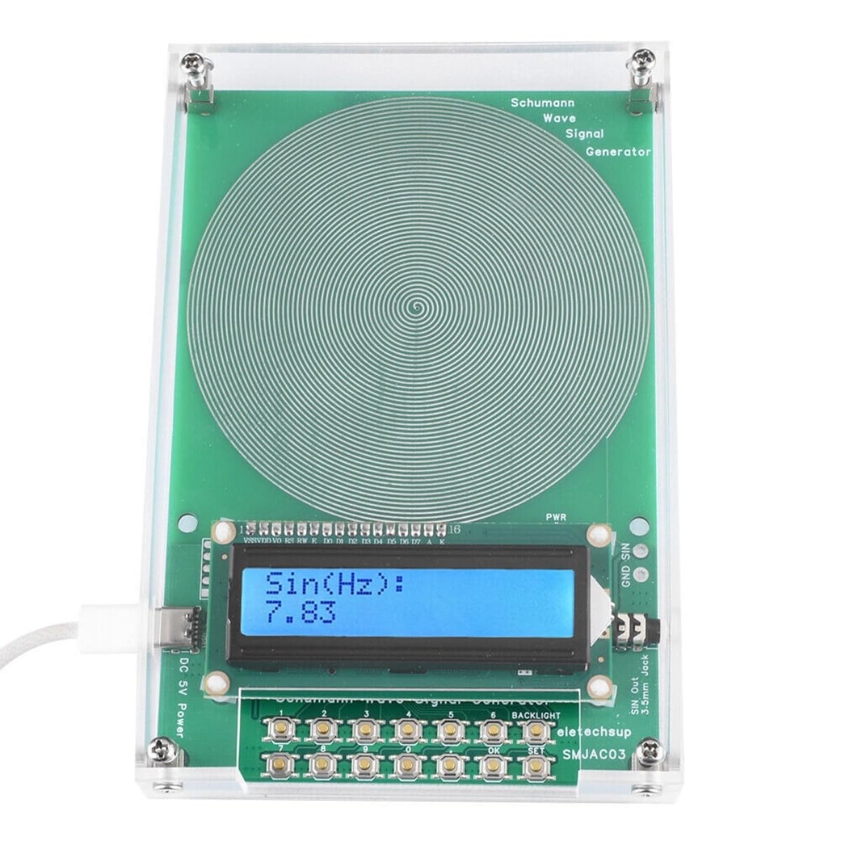 Schumann Wave Generator Pulse Sine Frequency+Audio Output Connector+Case