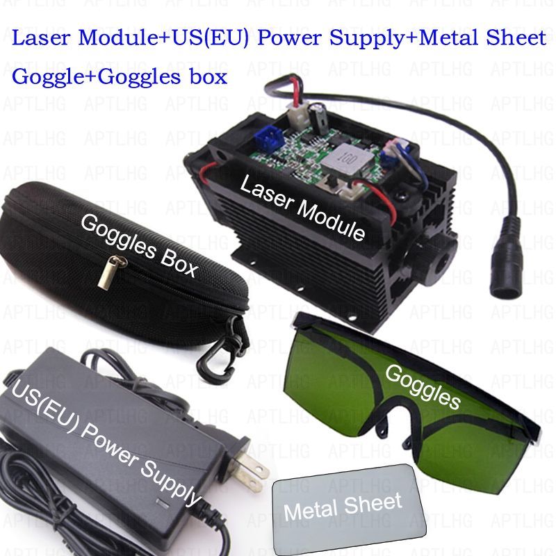 450nm 15W Blue Laser Module With Heatsink For Laser Cutter Engraver+metal sheet