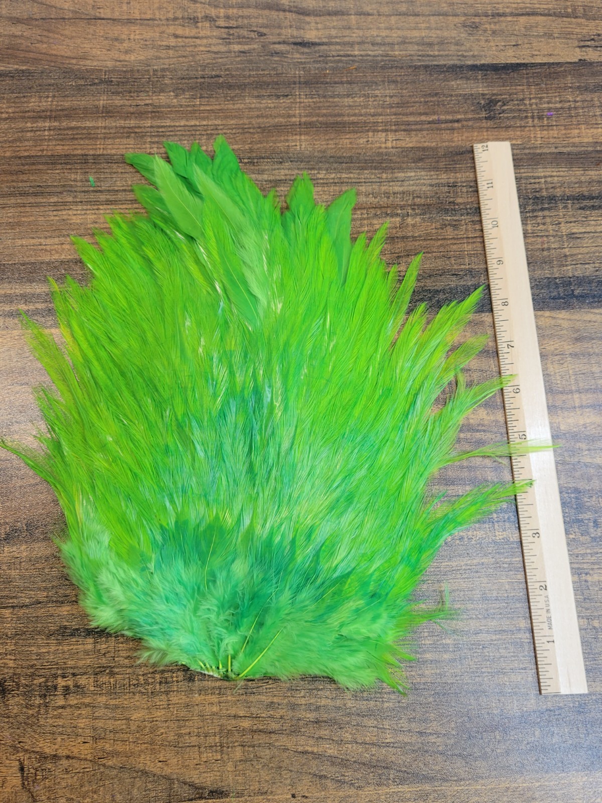 Lot 143,  Dyed Chartreuse India Rooster Streamer Saddle Feathers Saltwater
